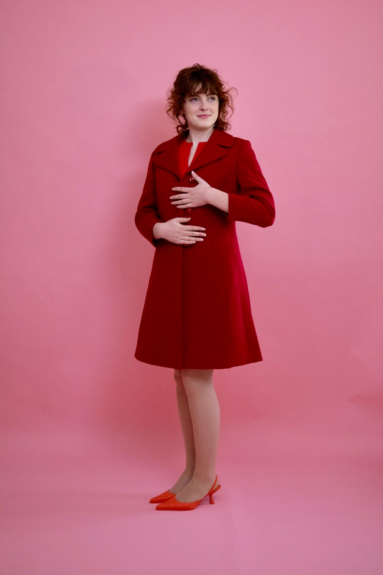 1970s Vintage Dark Red Mod Wool Coat // Size M/L
