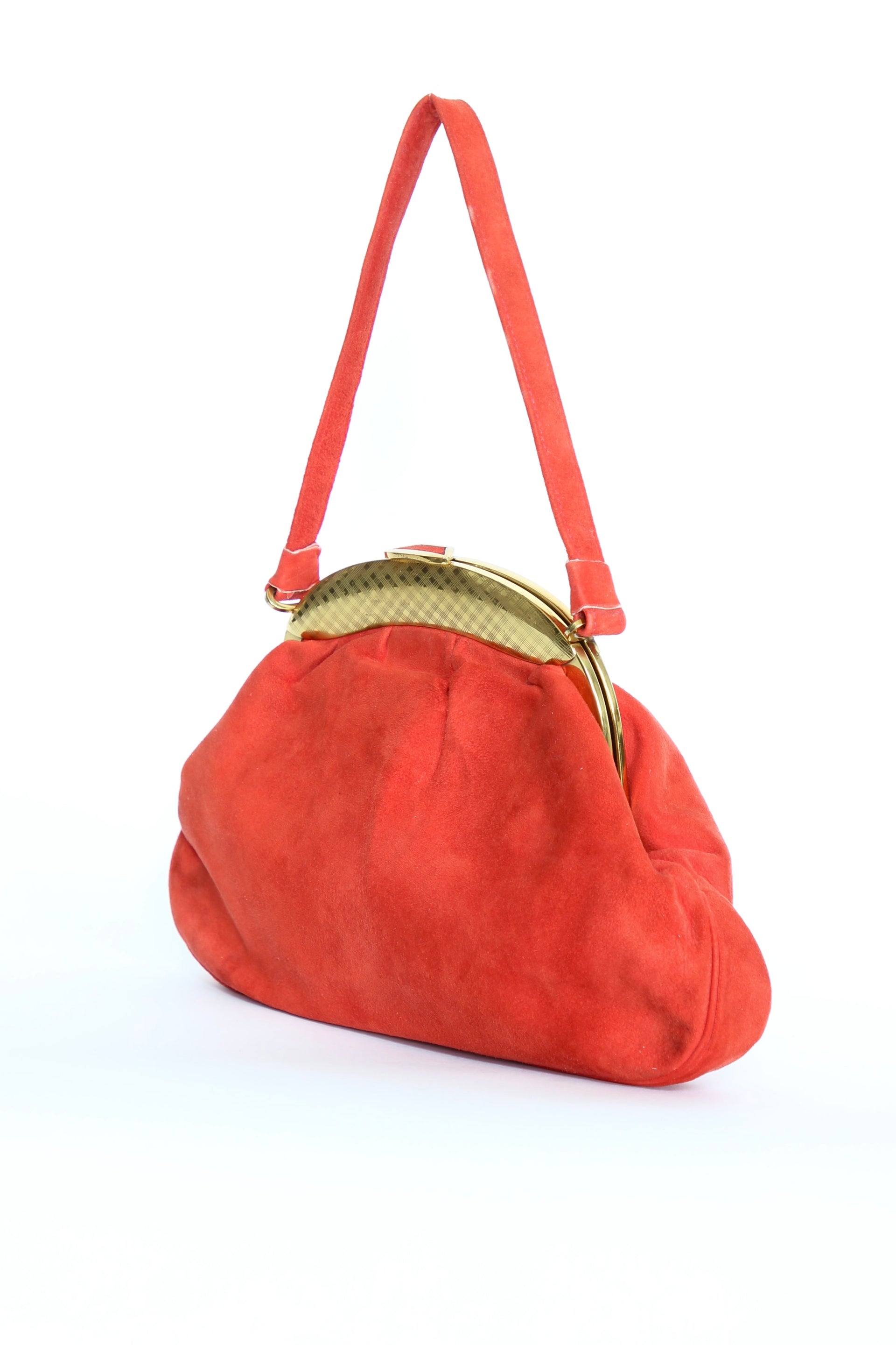 1940s Bright Red Suede Leather Purse