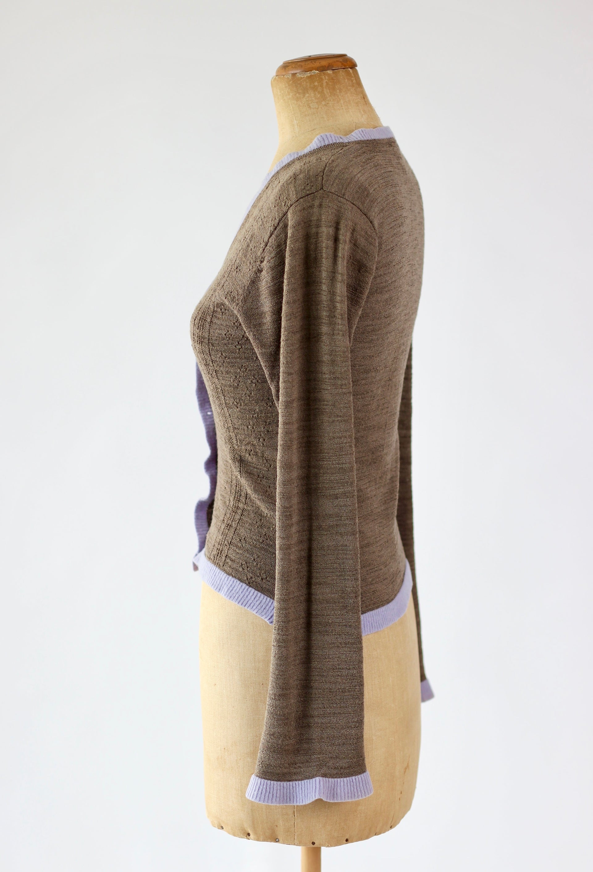 Y2K Vintage Brown Knitted Cardigan//Danish Design//Size S