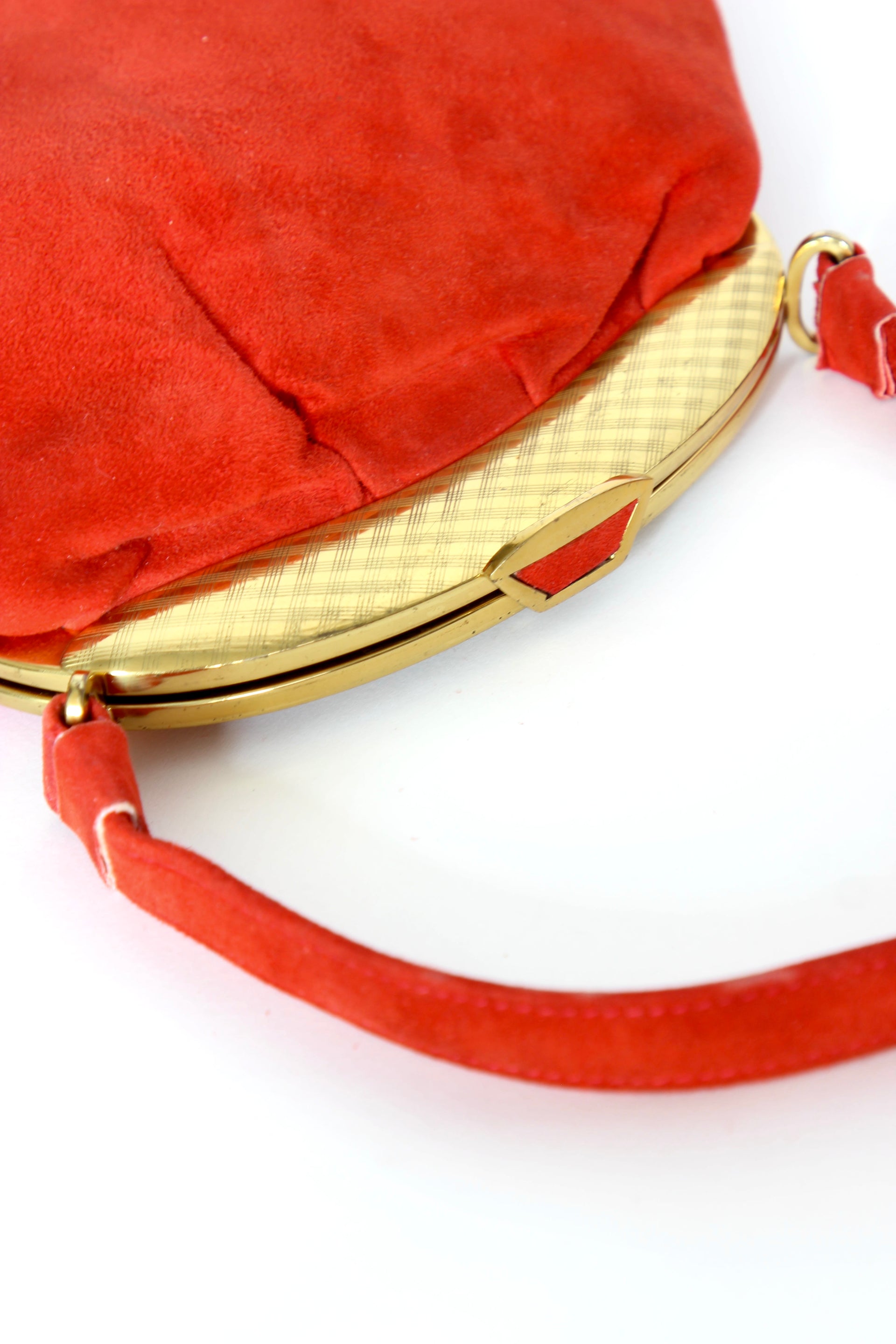 1940s Bright Red Suede Leather Purse