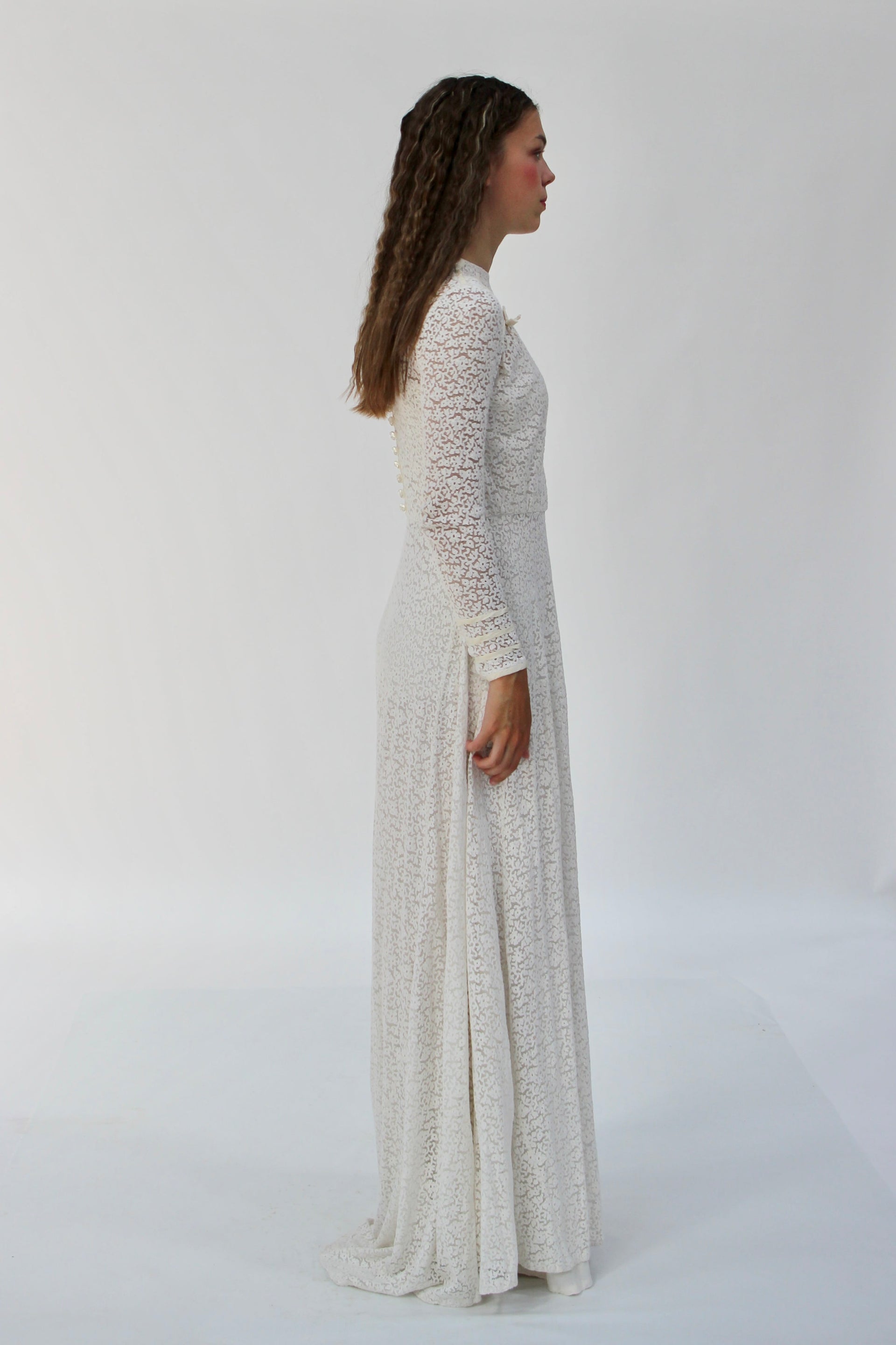 1920s 1930s Vintage Lace Wedding Dress // Size XS