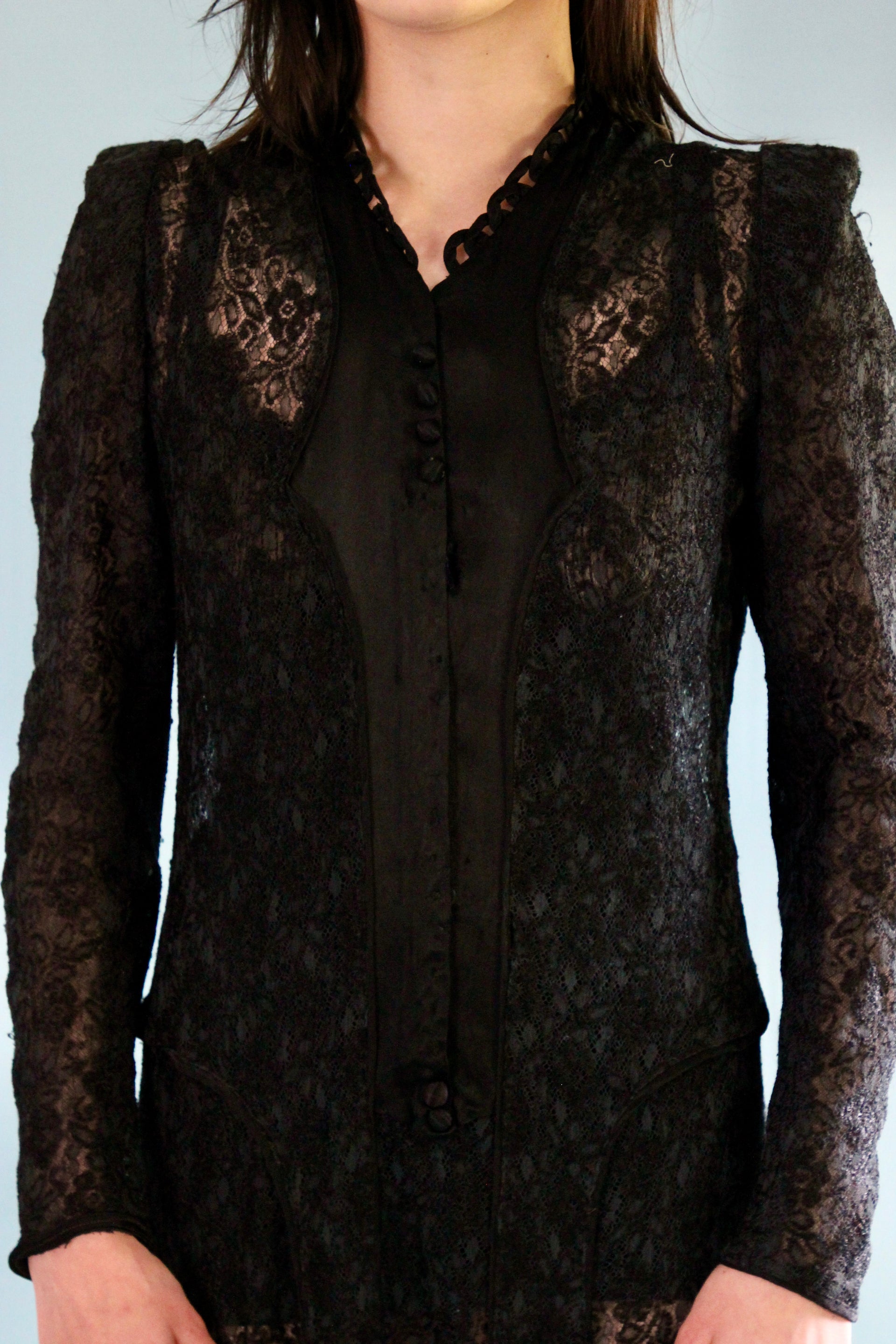 Antique Edwardian Black Lace Dress // Size S