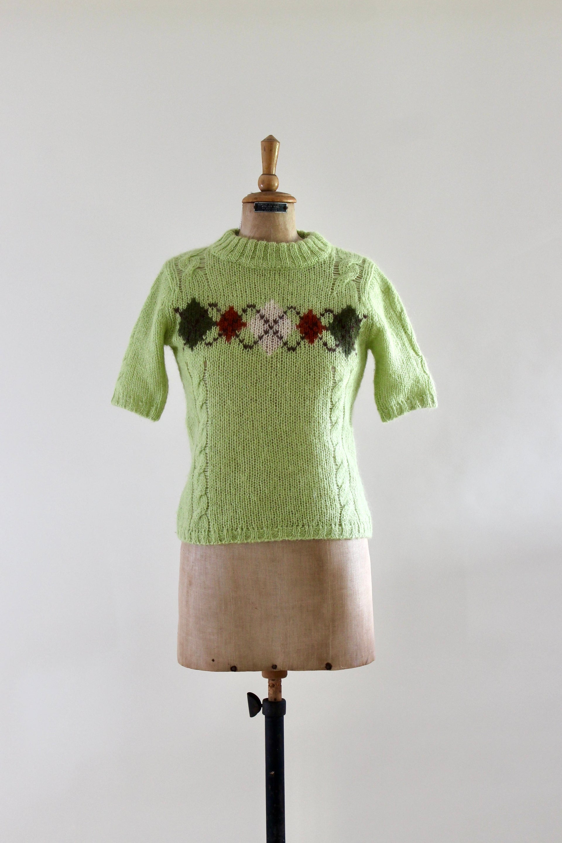 Y2K Vintage Bright Green Wool Knit Top // Japanese Design // Size S/M