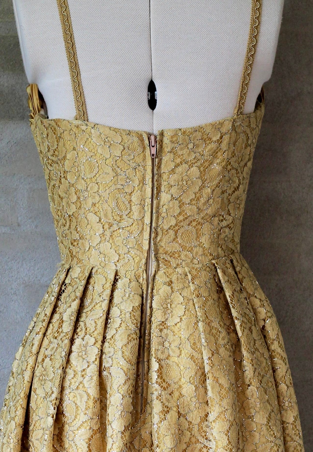 1950s Yellow Lace Dress