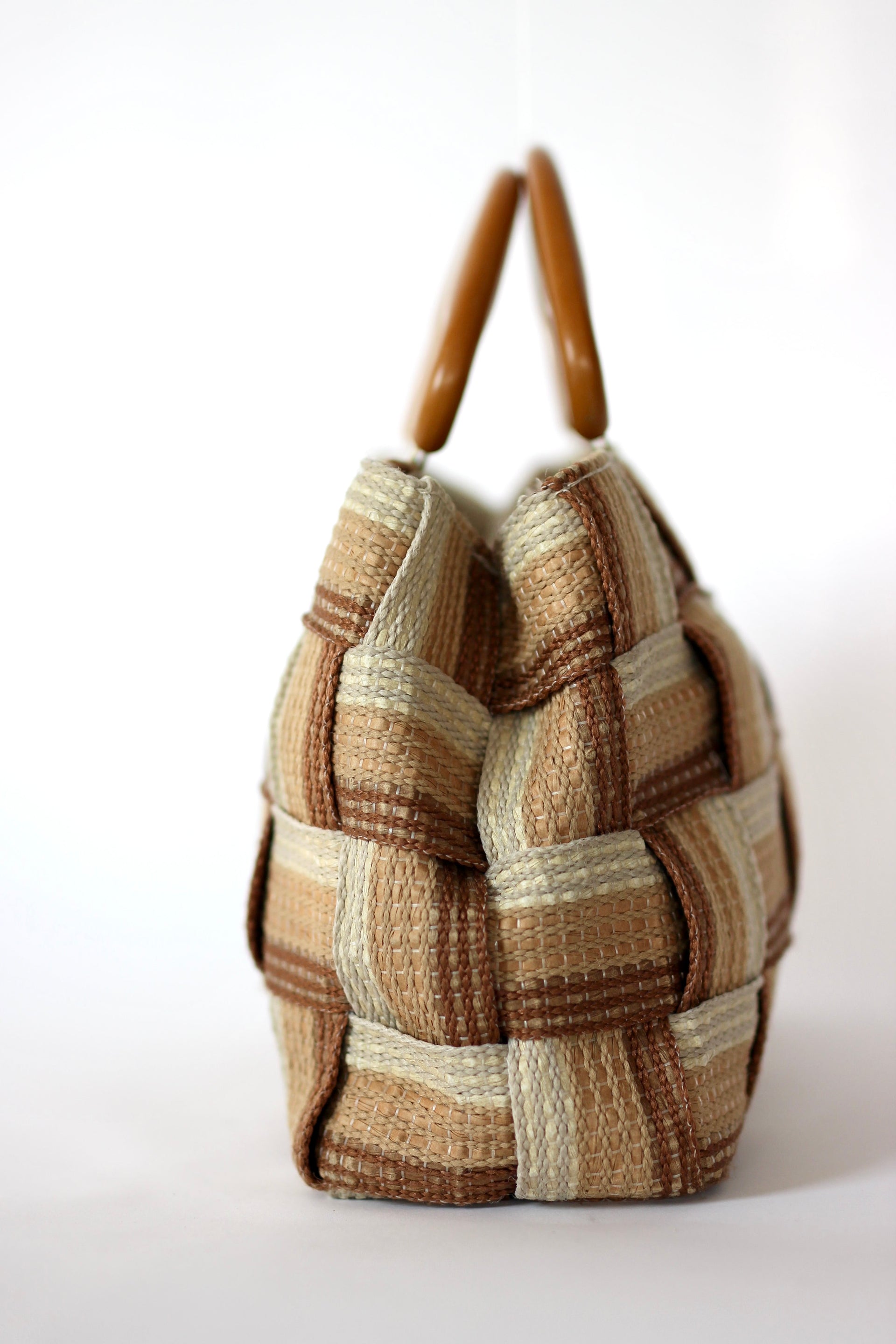 1960s Vintage Italien Bag in Striped Grosgrain