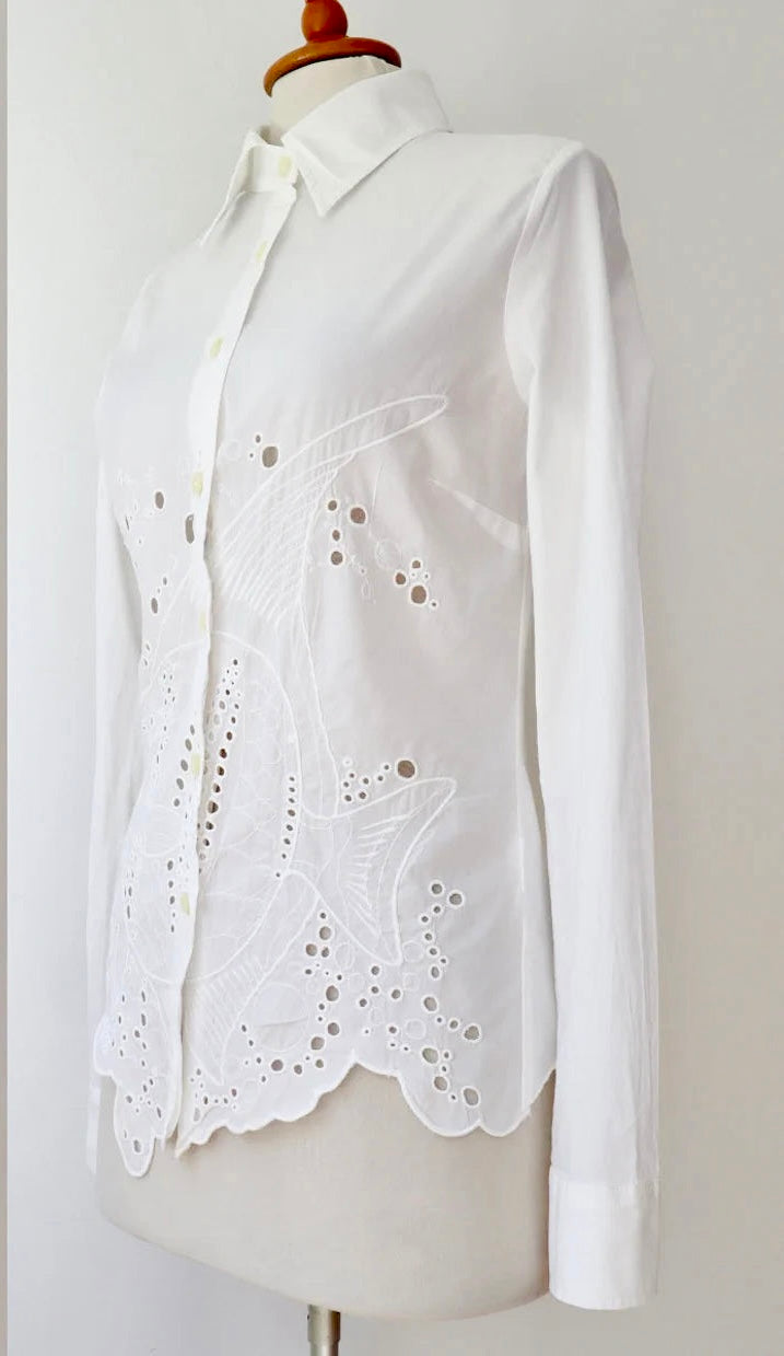 Vintage Broderie Anglaise White Blouse/Shirt // Size S/M