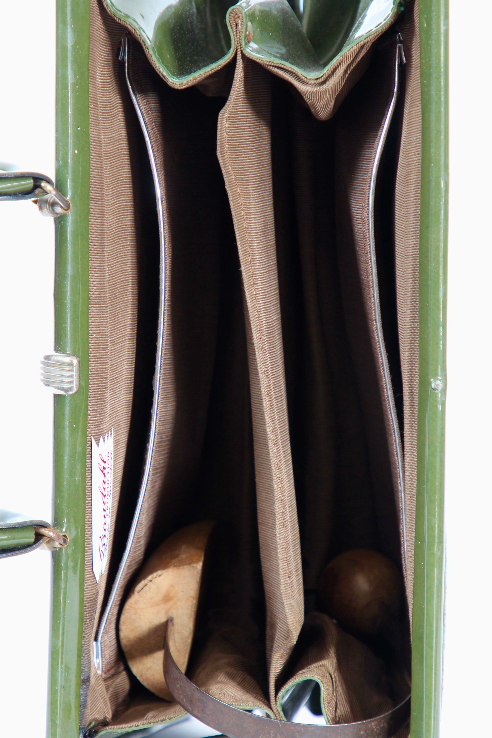 1960s Vintage Green Suede and Vinyl Top Handle Bag