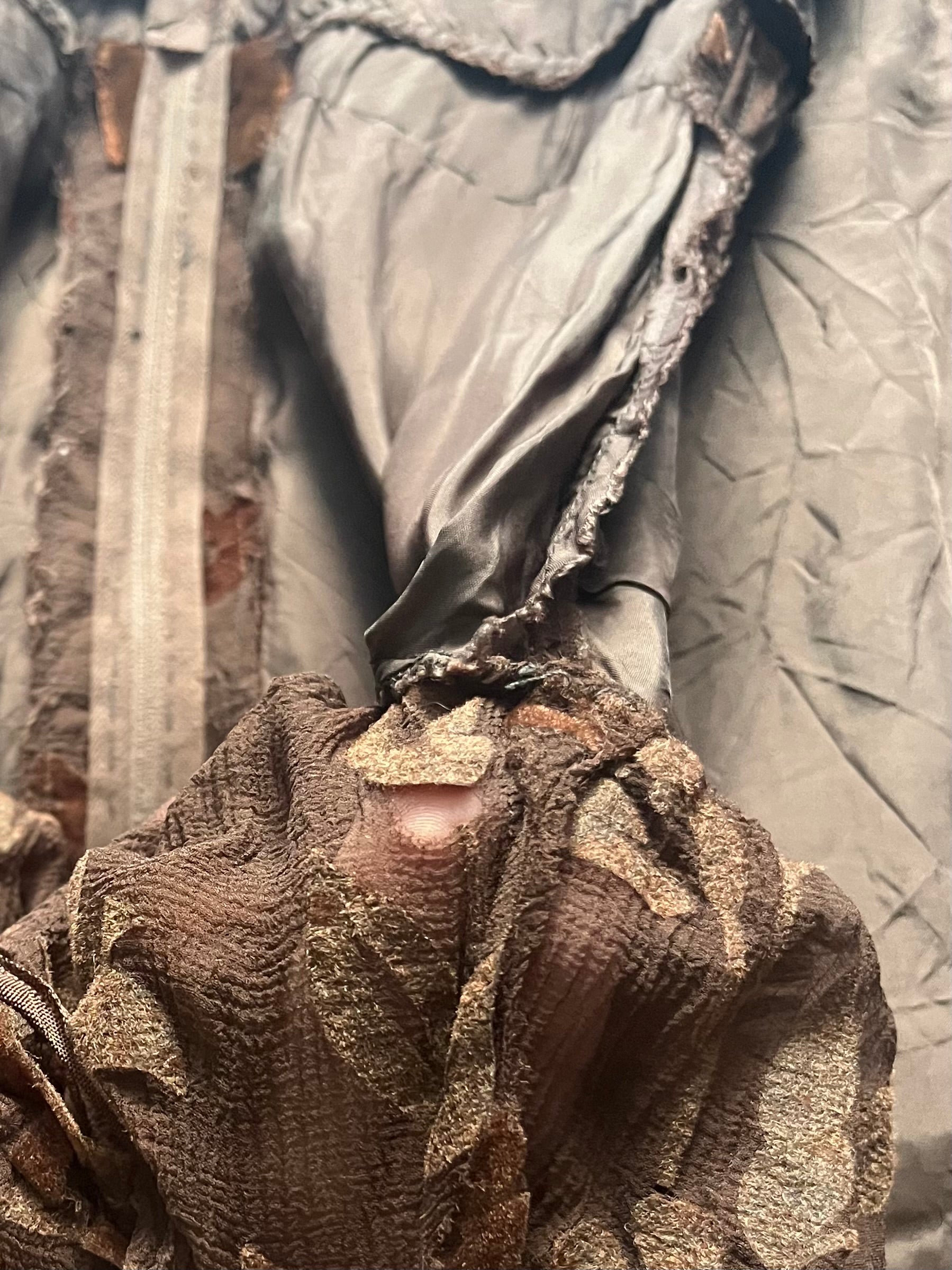 1930s Vintage Long Brown Sheer Dress with Velvet Flowers//Evening Dress//Size S