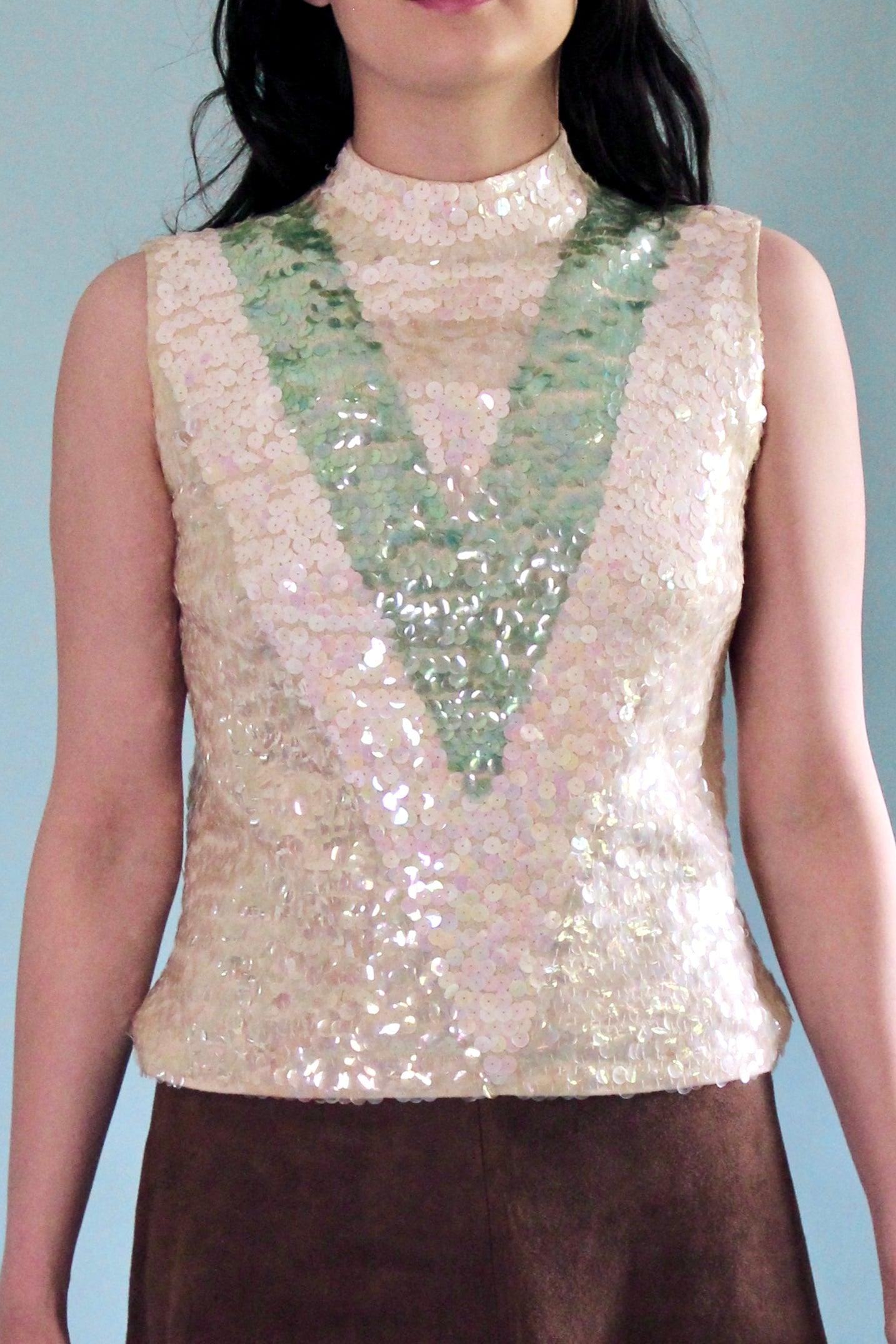 Magasin 1960s Vintage Sequin Wool Top/Blouse // Size S/M