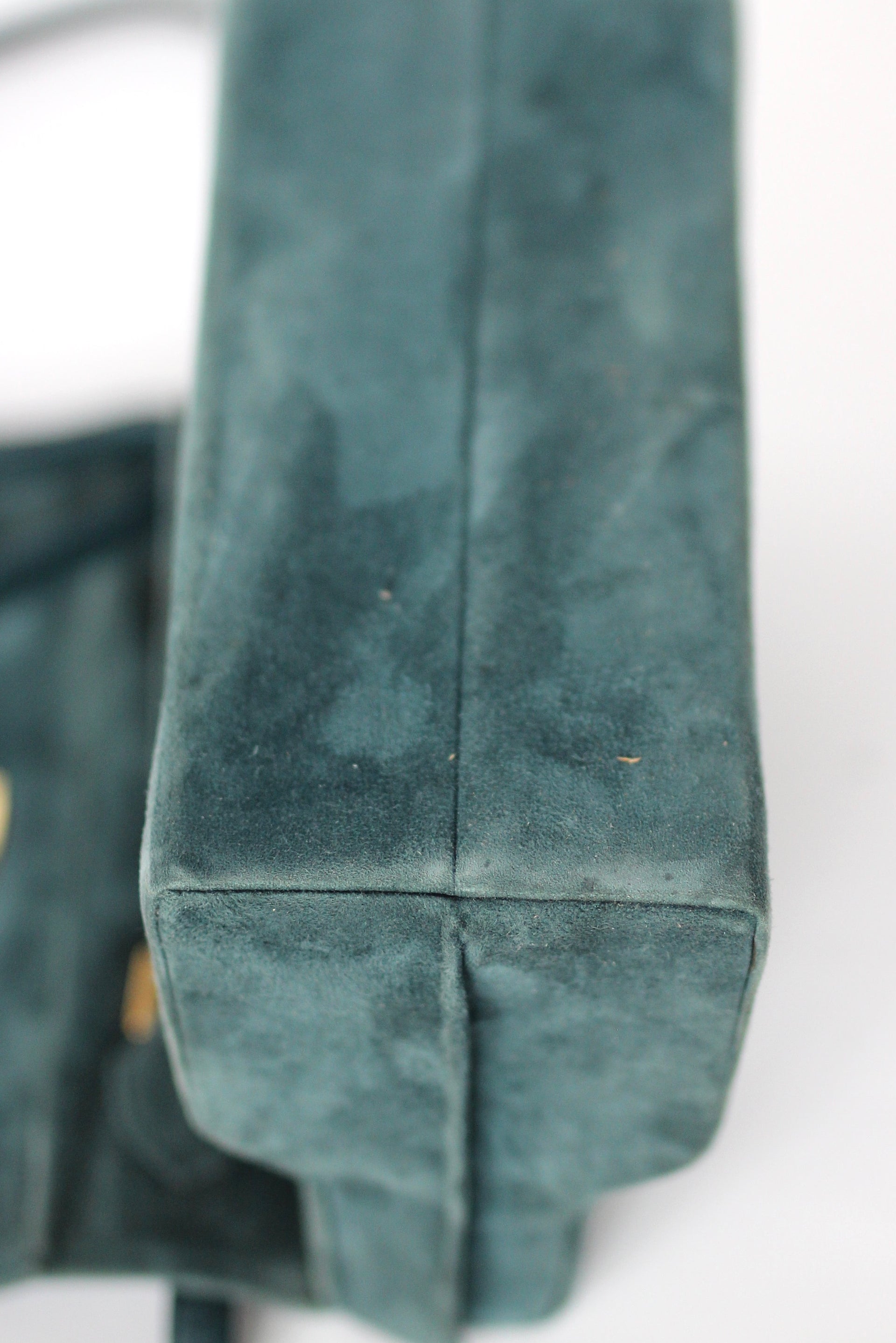 Vintage Charles Jourdan, Paris Dusty Blue Suede Leather Tophandle/Shoulder Bag