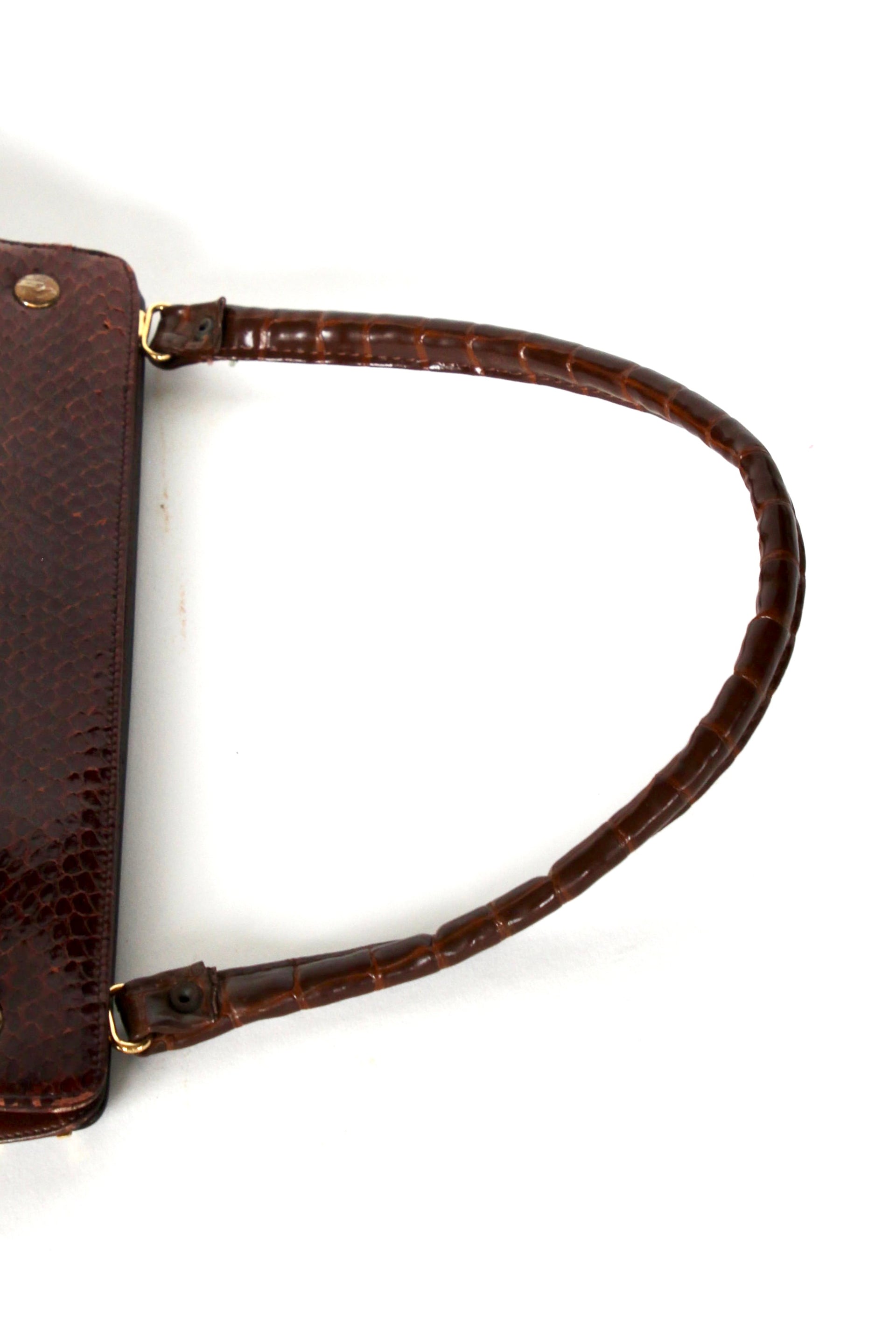 1950s 1960s Brown Snakeskin/Leather Top Handle Bag