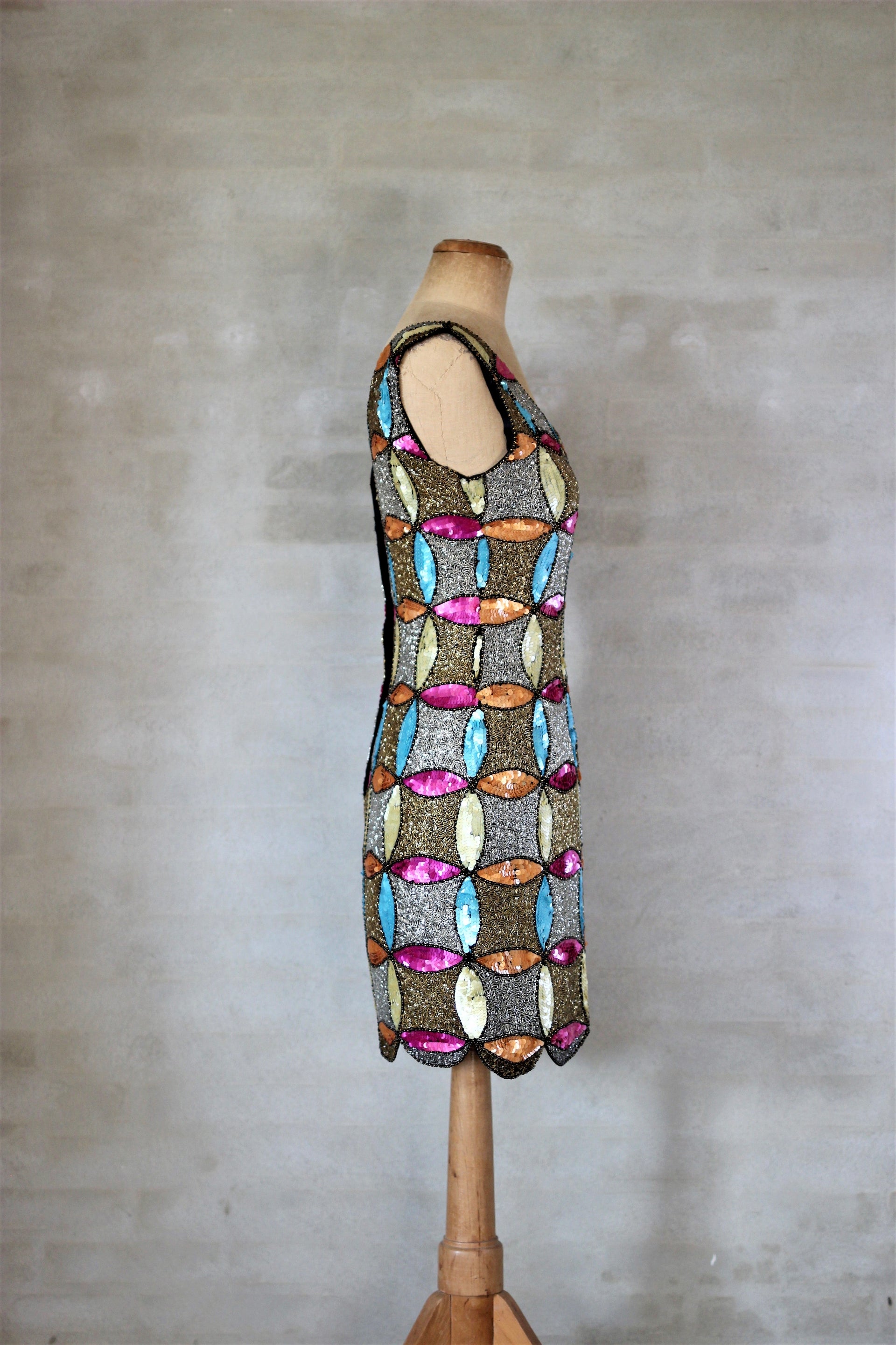 Vintage Sequins Beaded Dress//Size S/M