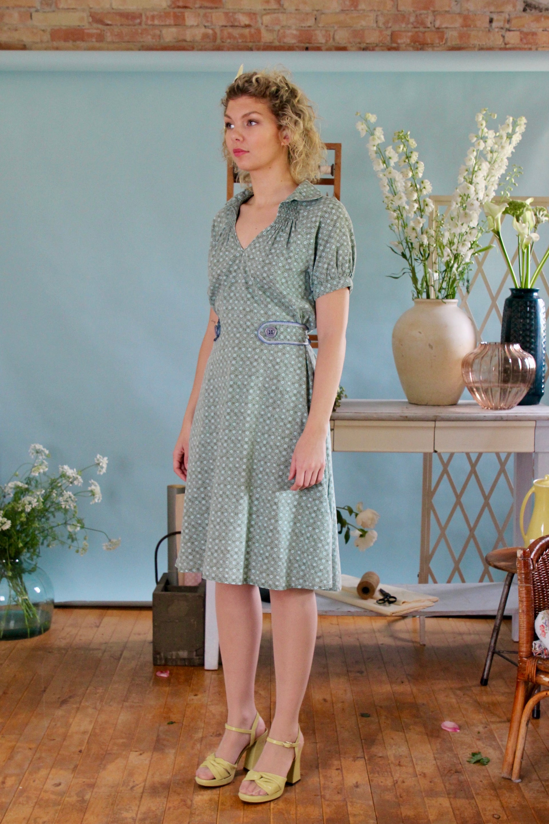 Y2K Vintage Does 1930s Cotton Day Dress // Size M
