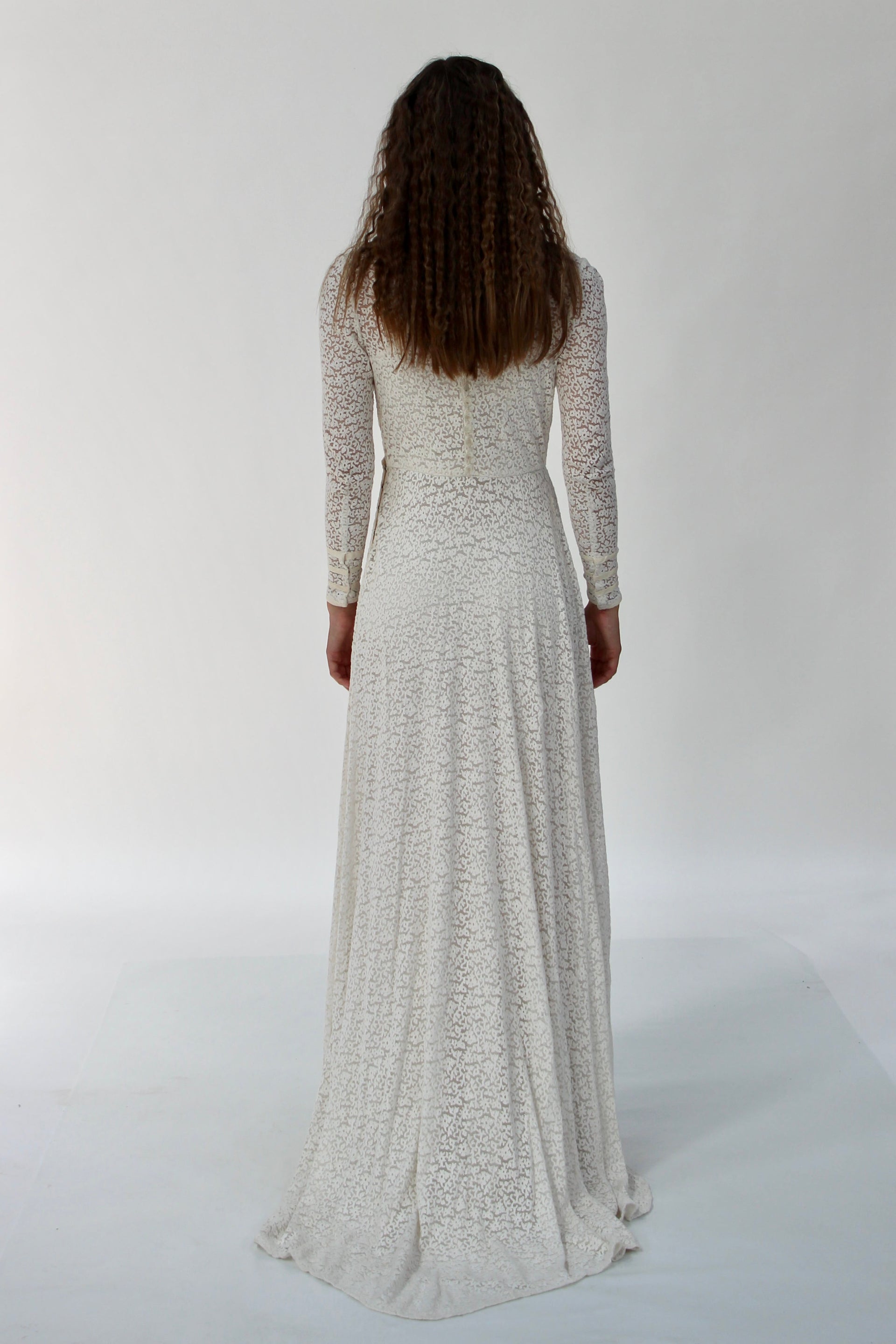 1920s 1930s Vintage Lace Wedding Dress // Size XS