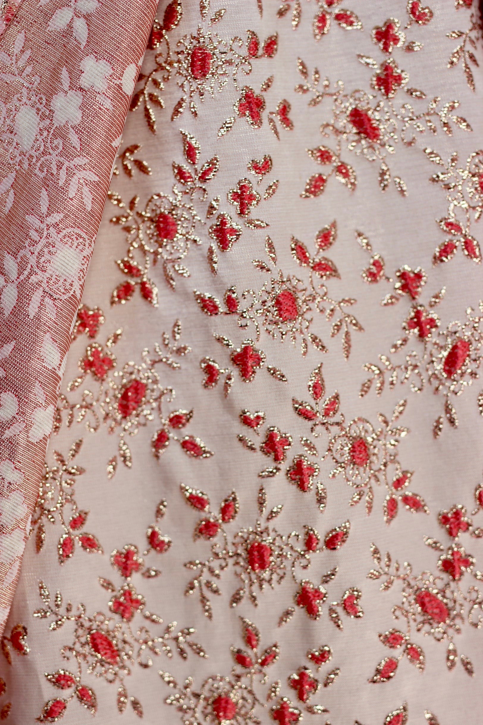 1950s 1960s Pink Brocade Maxi Dress//Size L