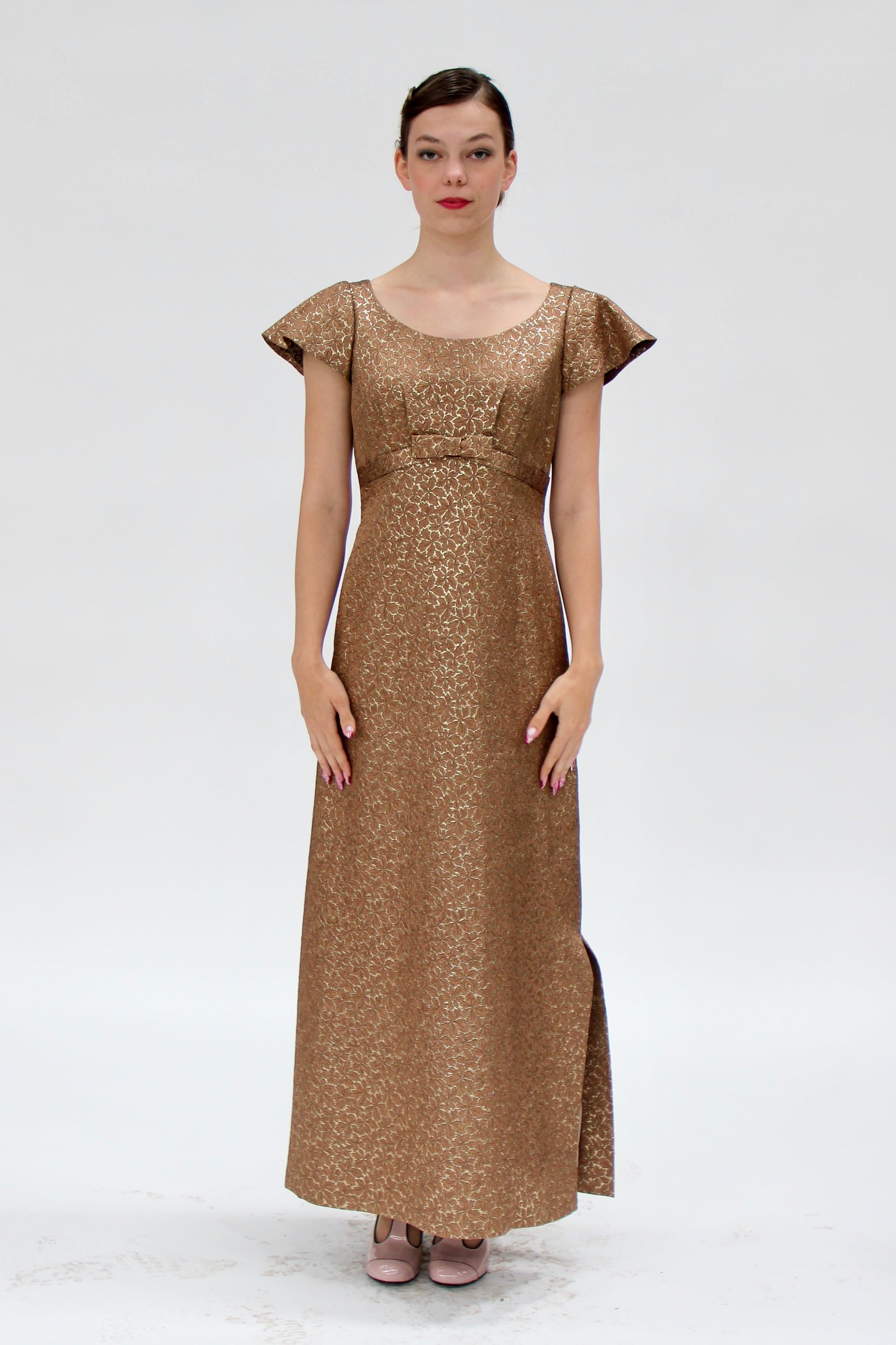 1960s Vintage Brocade Maxi Dress // Size S/M