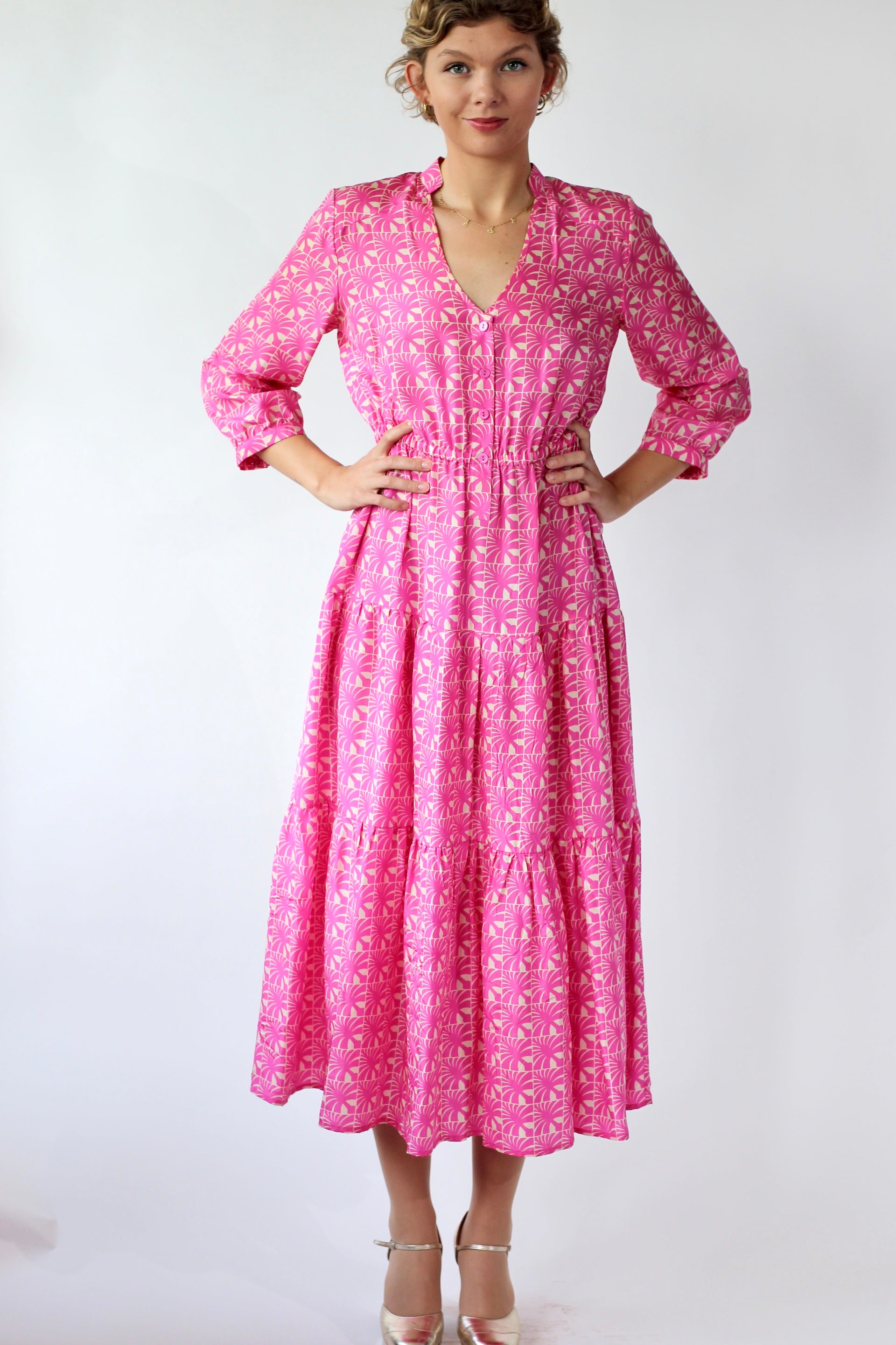 Vintage Pink Silk Dress//Danish Design//Size M