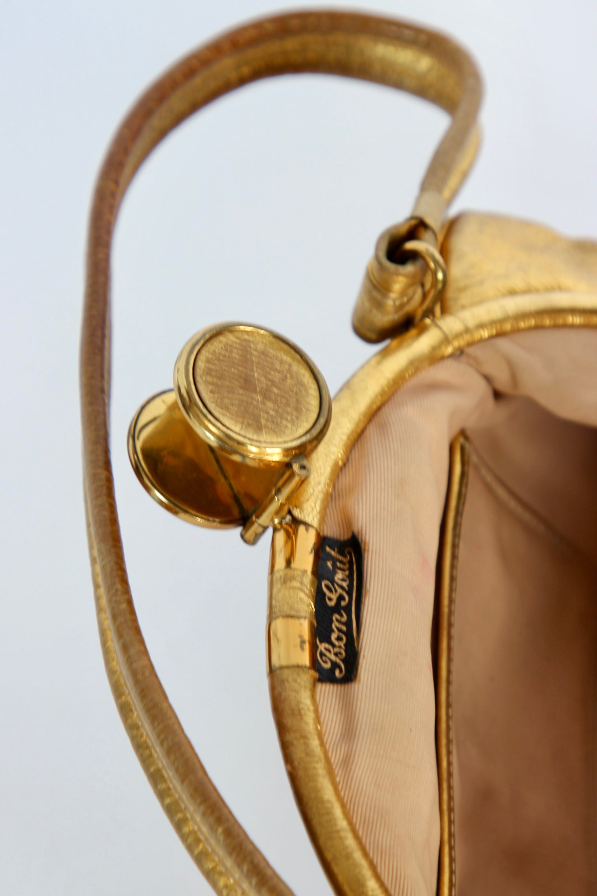 1950s 1960s Vintage Golden Leather Top handle Bag/Purse