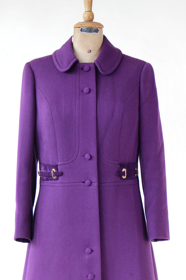 1960s Vintage Purple Mod Wool Coat // Size M