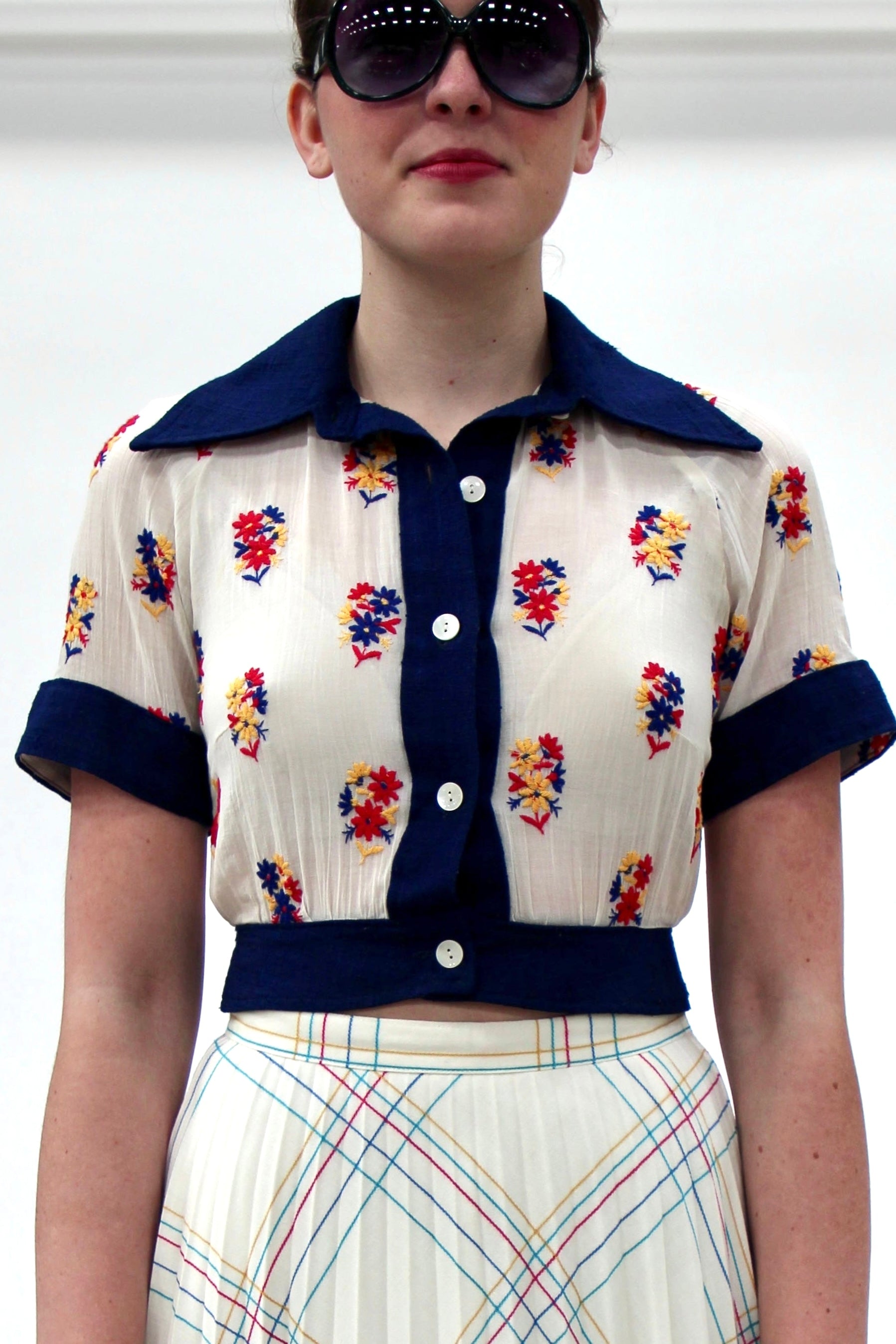 1930s Vintage Cotton Shirt //Size XS/S