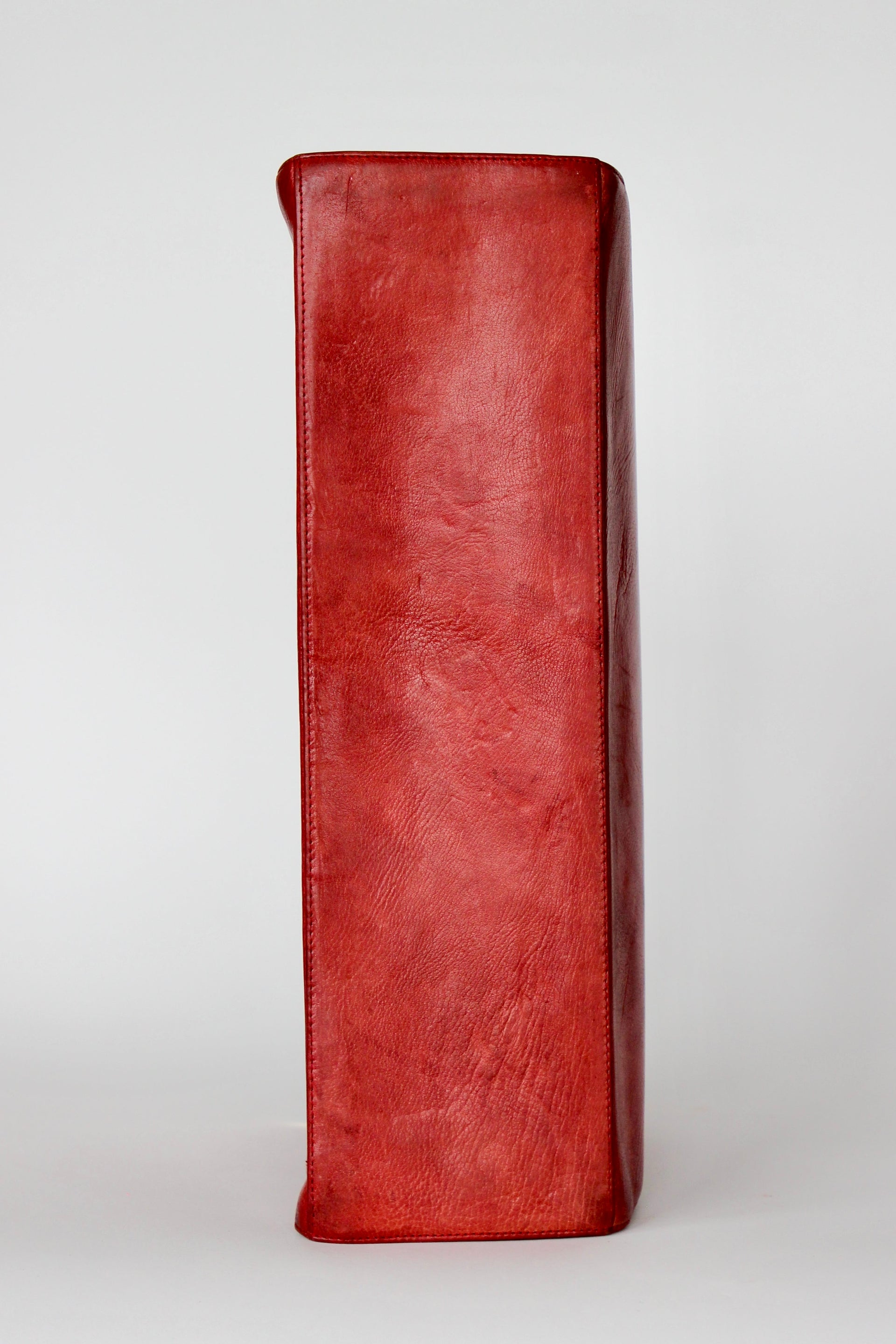 1960s Vintage Large Red Leather Top Handle Bag / Made in France