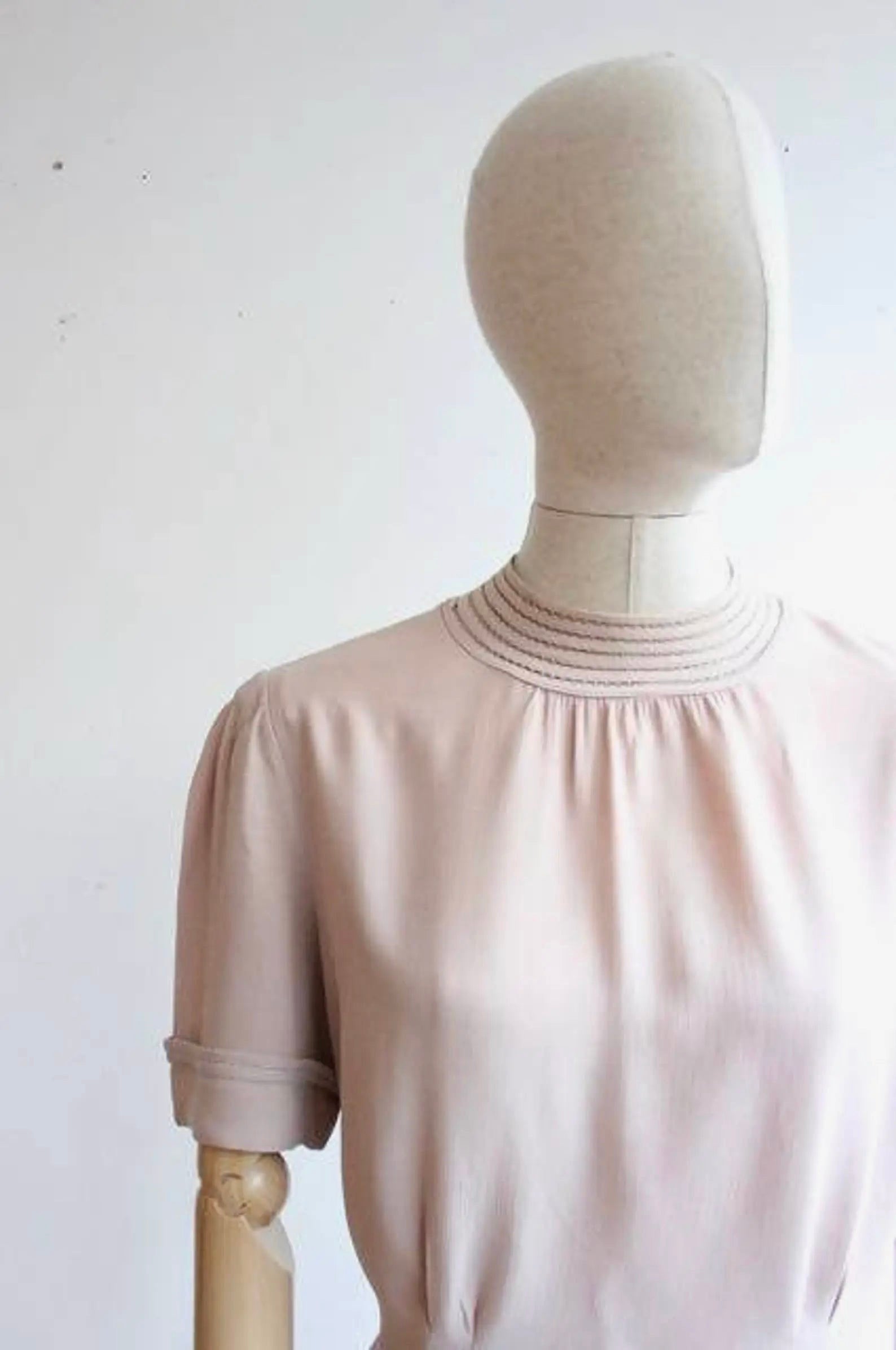 1940s Pale Pink Silk Blouse//Size M