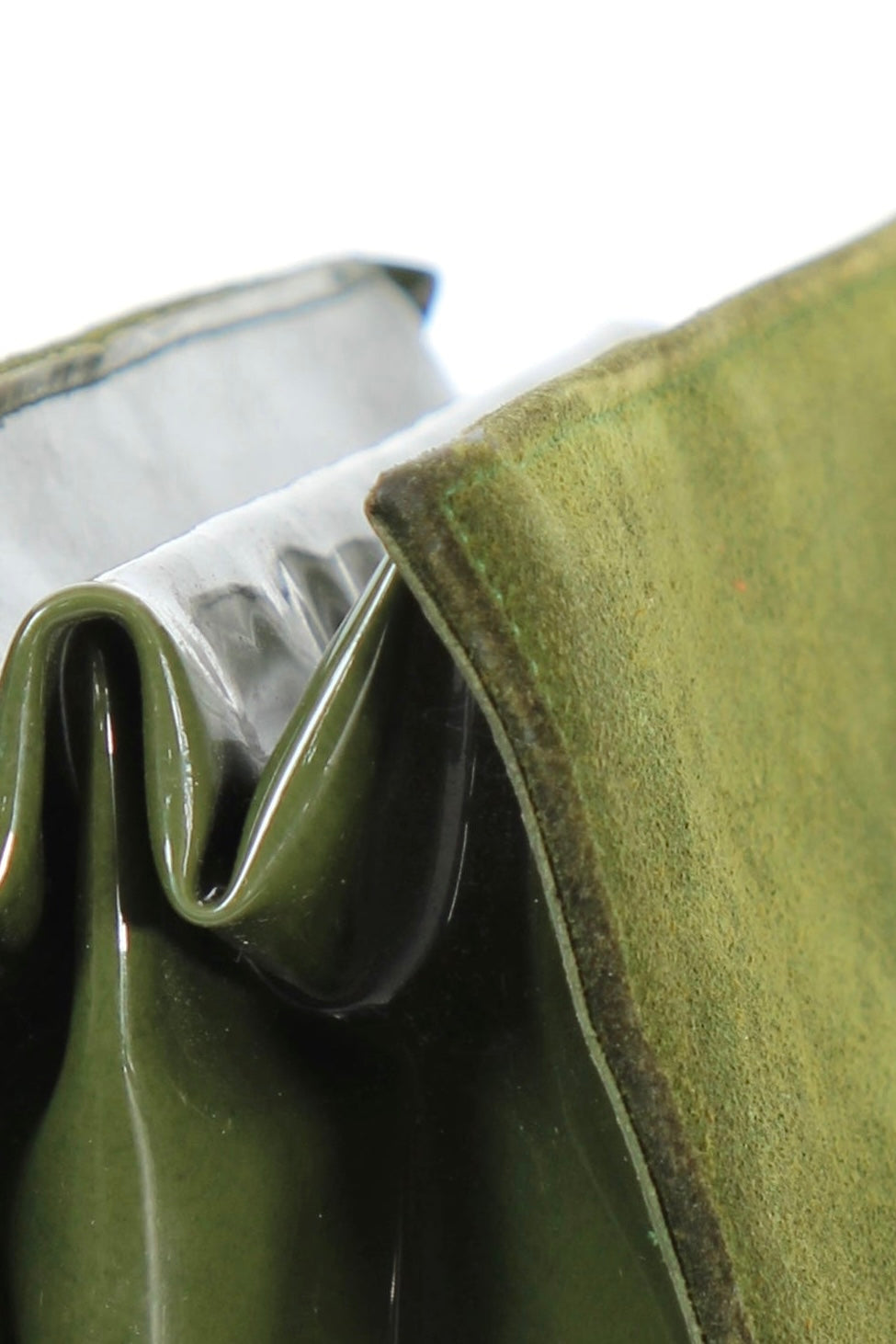 1960s Vintage Green Suede and Vinyl Top Handle Bag