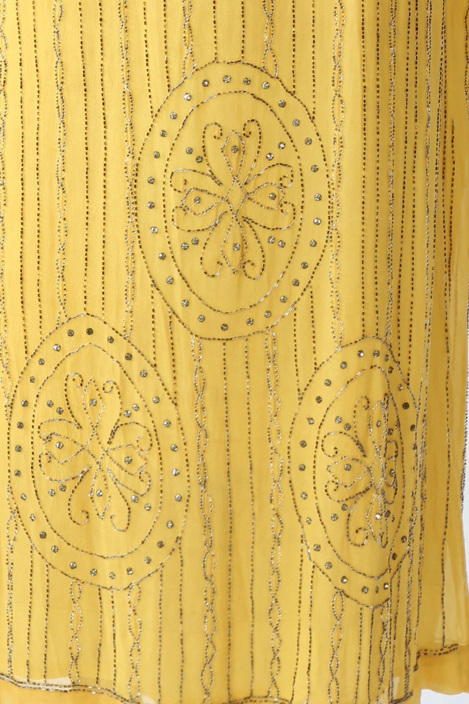 1920s Vintage Yellow Silk flapper Dress // Size S/M