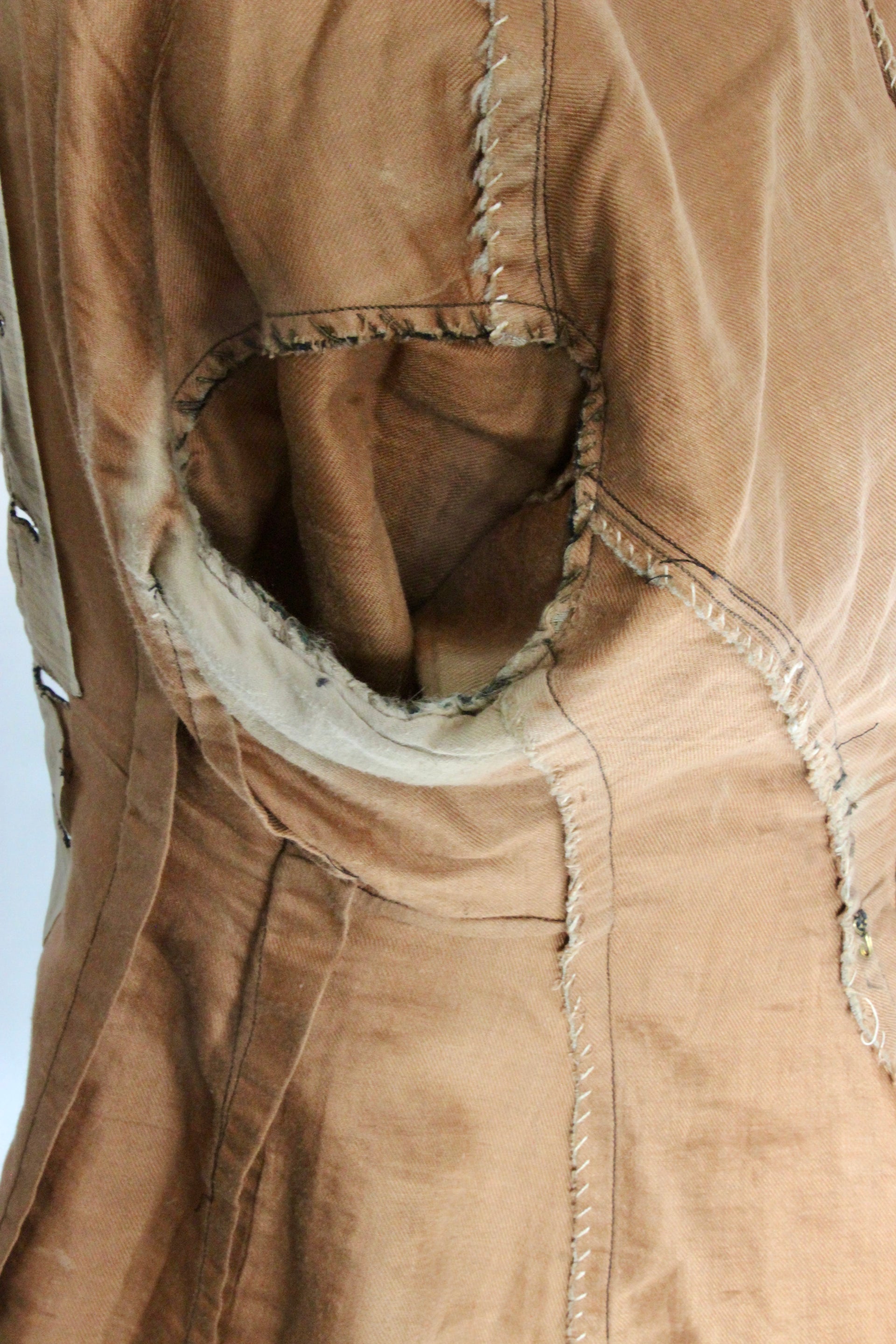 1879s Antique Victorian Beige Jacket with Black Collar and Cuffs Owned by Karin Strandberg, Sweden.