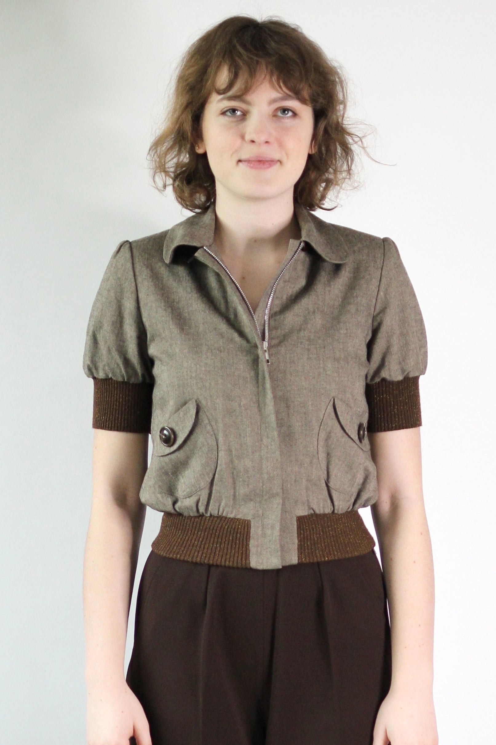 Vintage Short Sleeved Crop Jacket // Danish Design / /Size S