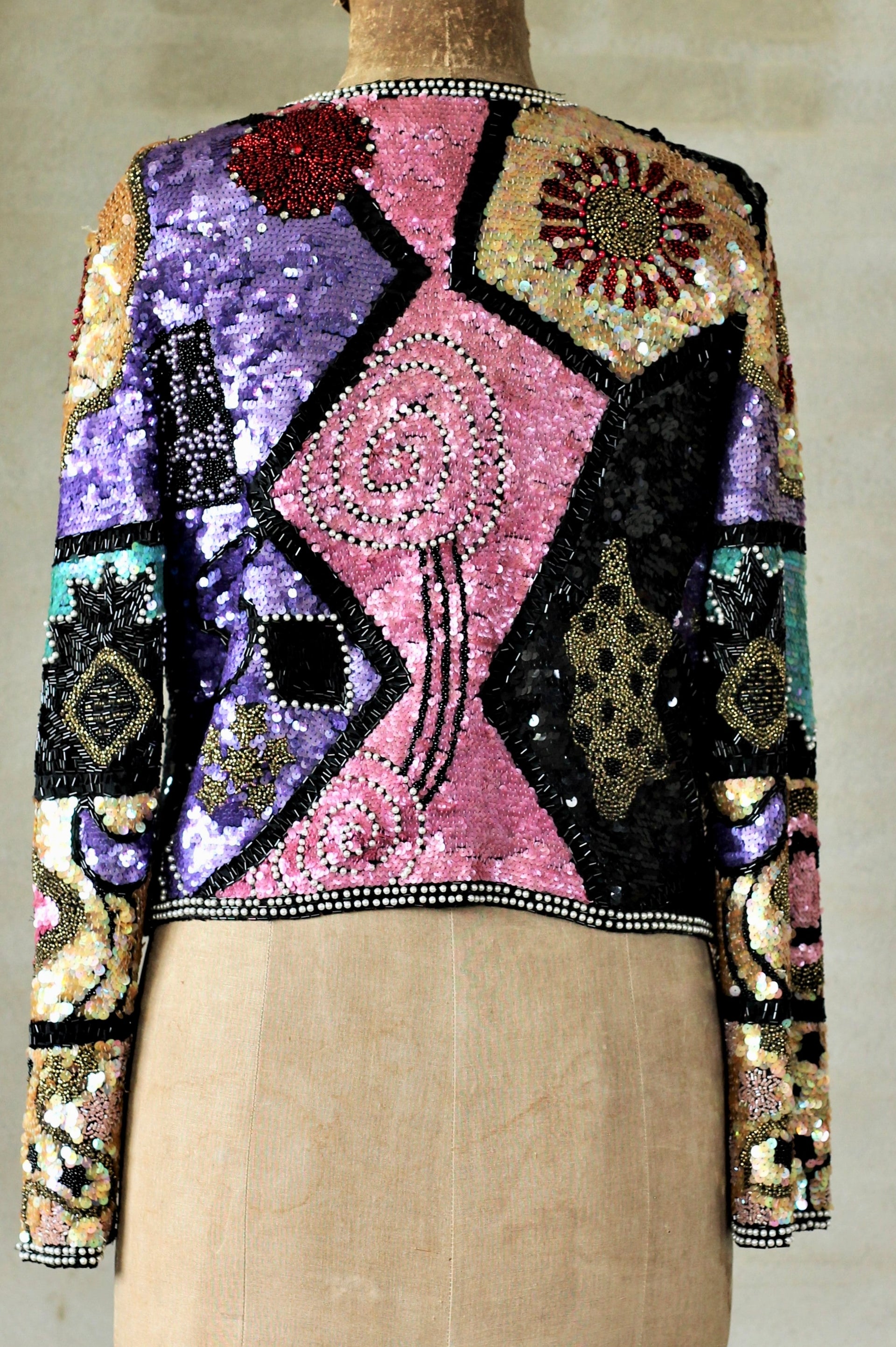 Vintage Beaded Sequin Jacket // Size M