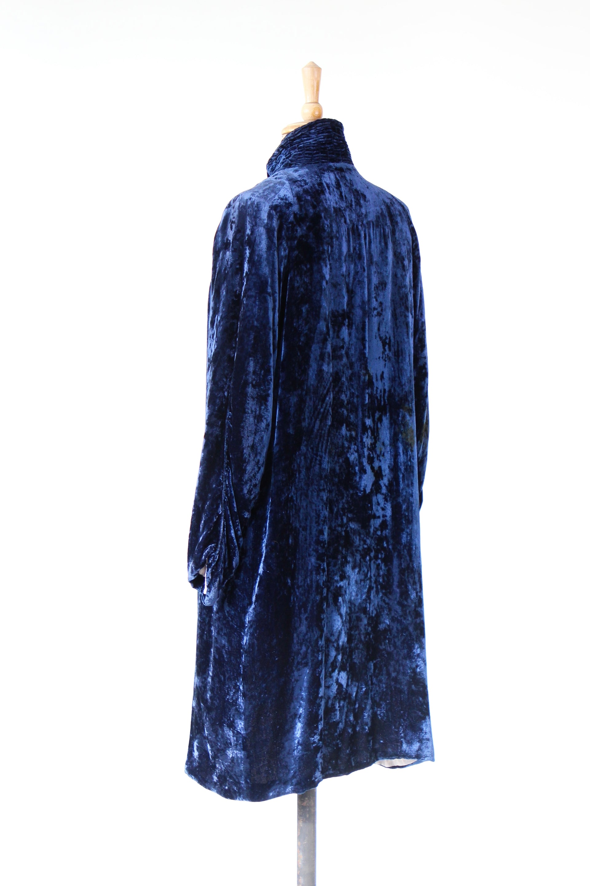 1920s 1930s Blue Silk Velvet Opera Coat//Size M