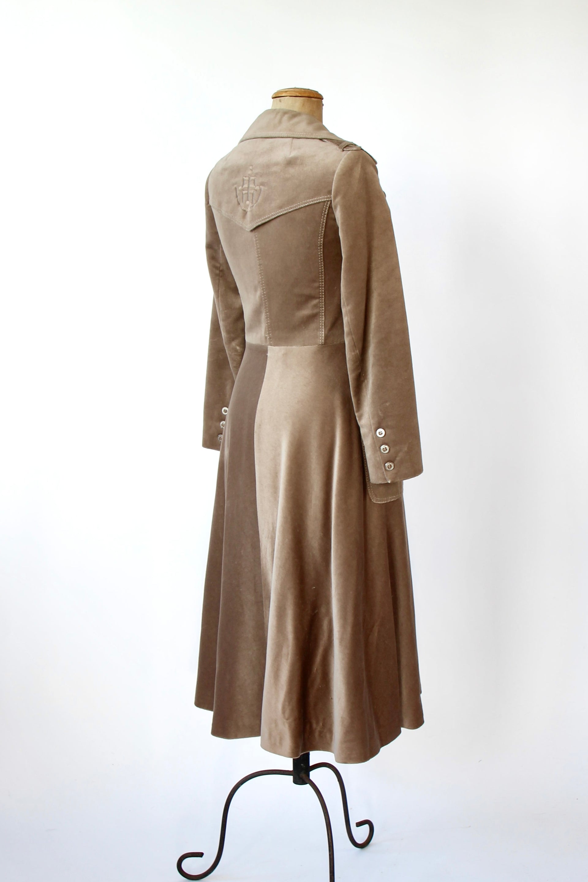 1970s Designer Louis Feraud Brown Velvet Mod Coat // Size S