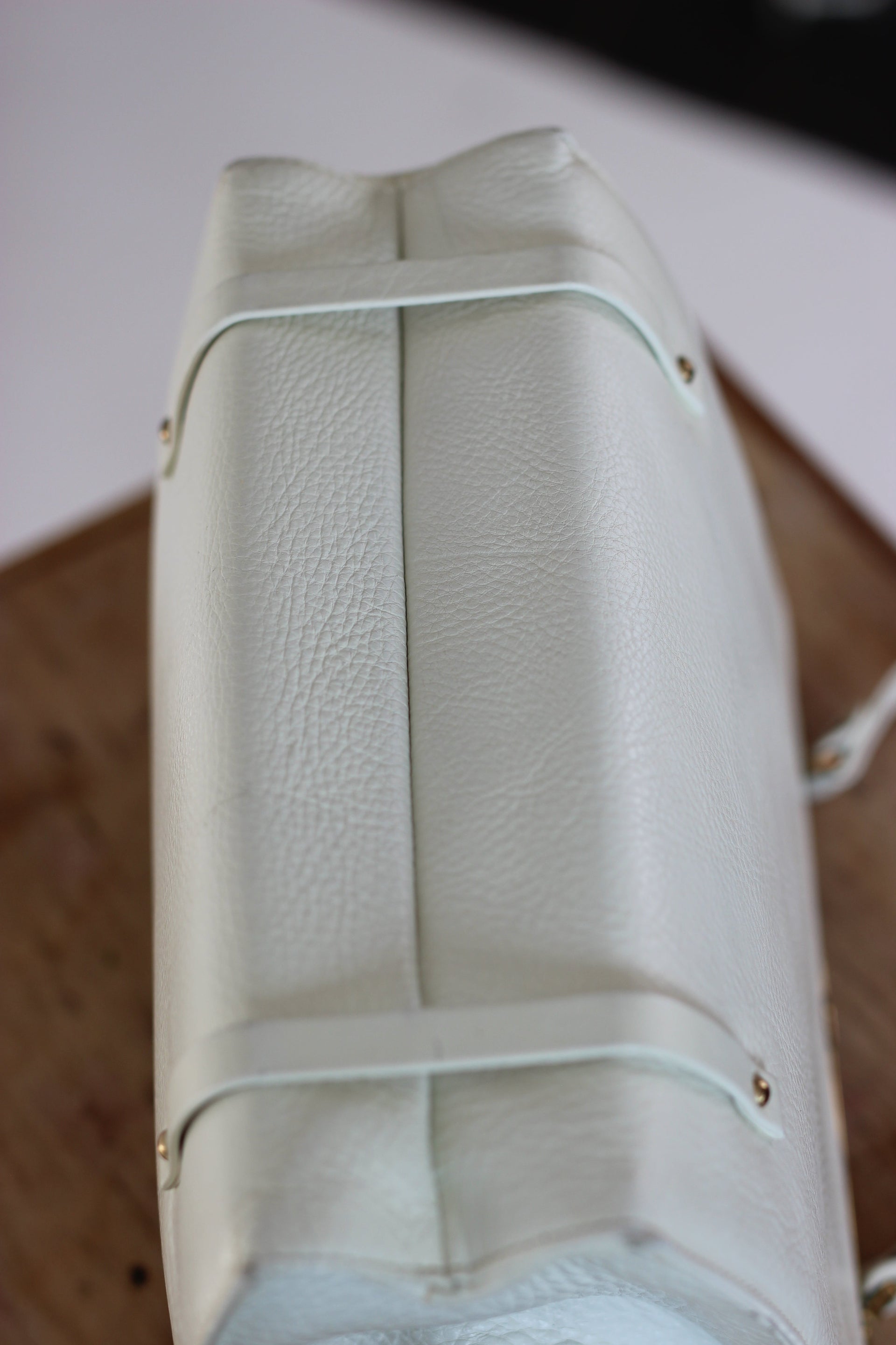 1950s 1960s White Leather Top Handle Bag/Danish Design