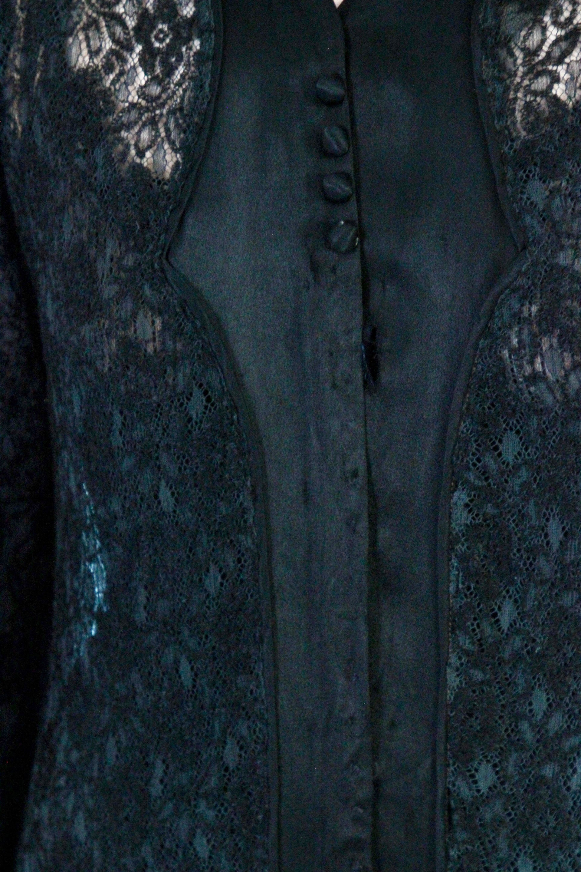 Antique Edwardian Black Lace Dress // Size S