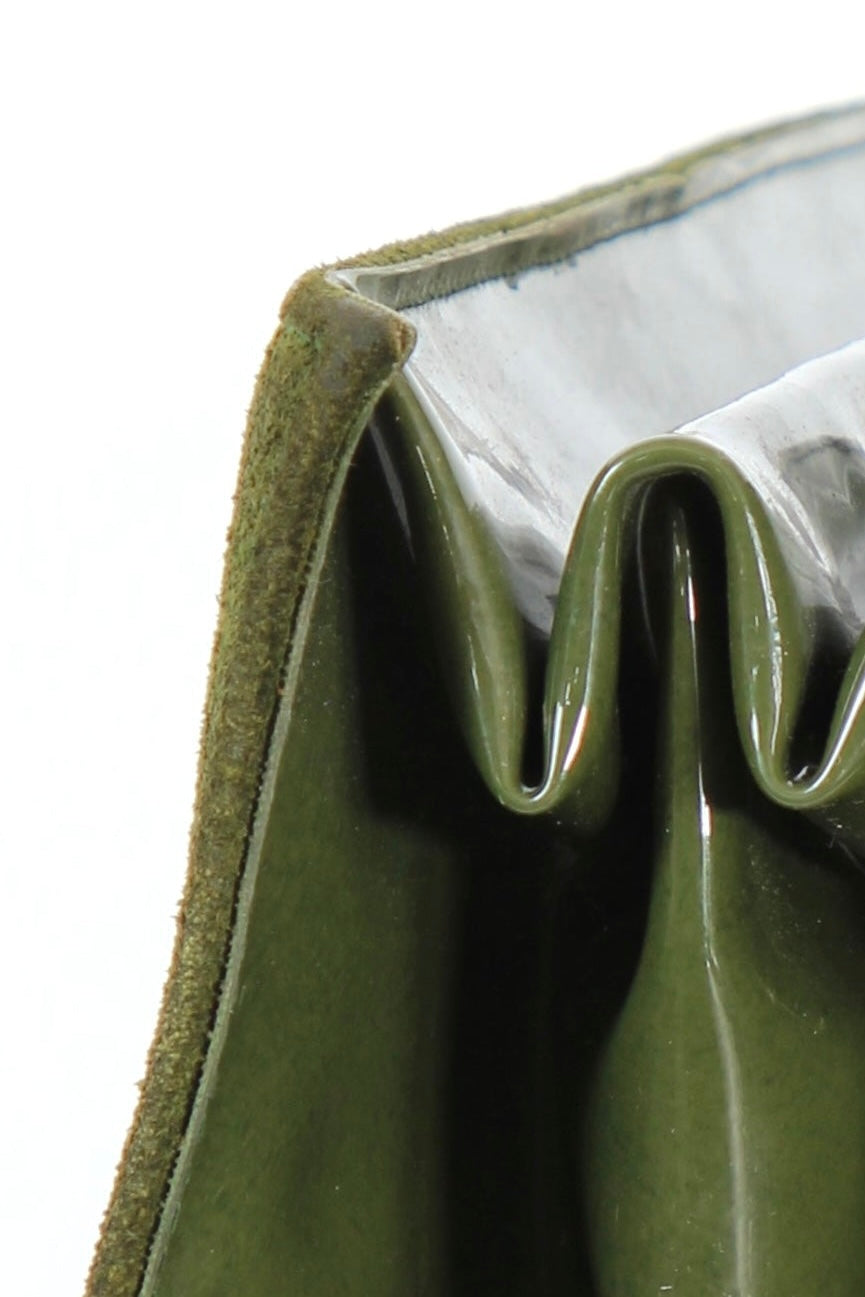 1960s Vintage Green Suede and Vinyl Top Handle Bag
