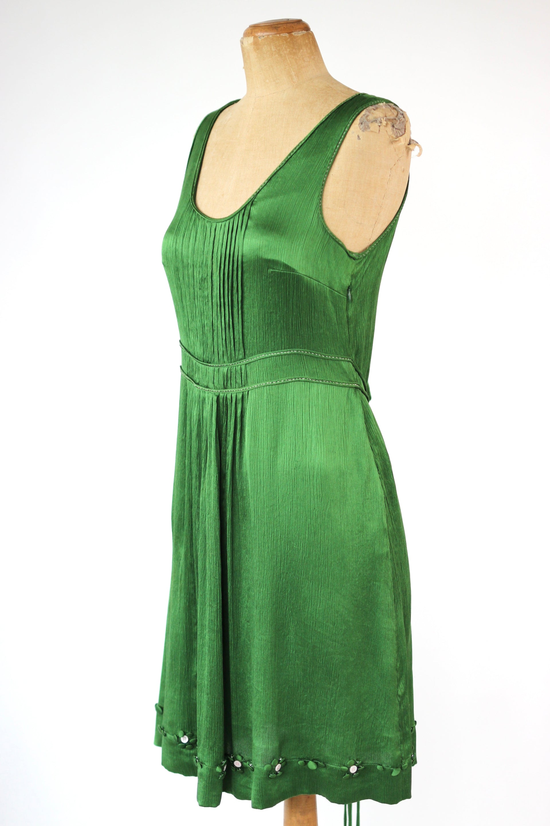 Vintage Green Silk Dress//Danish Design//Size M/L