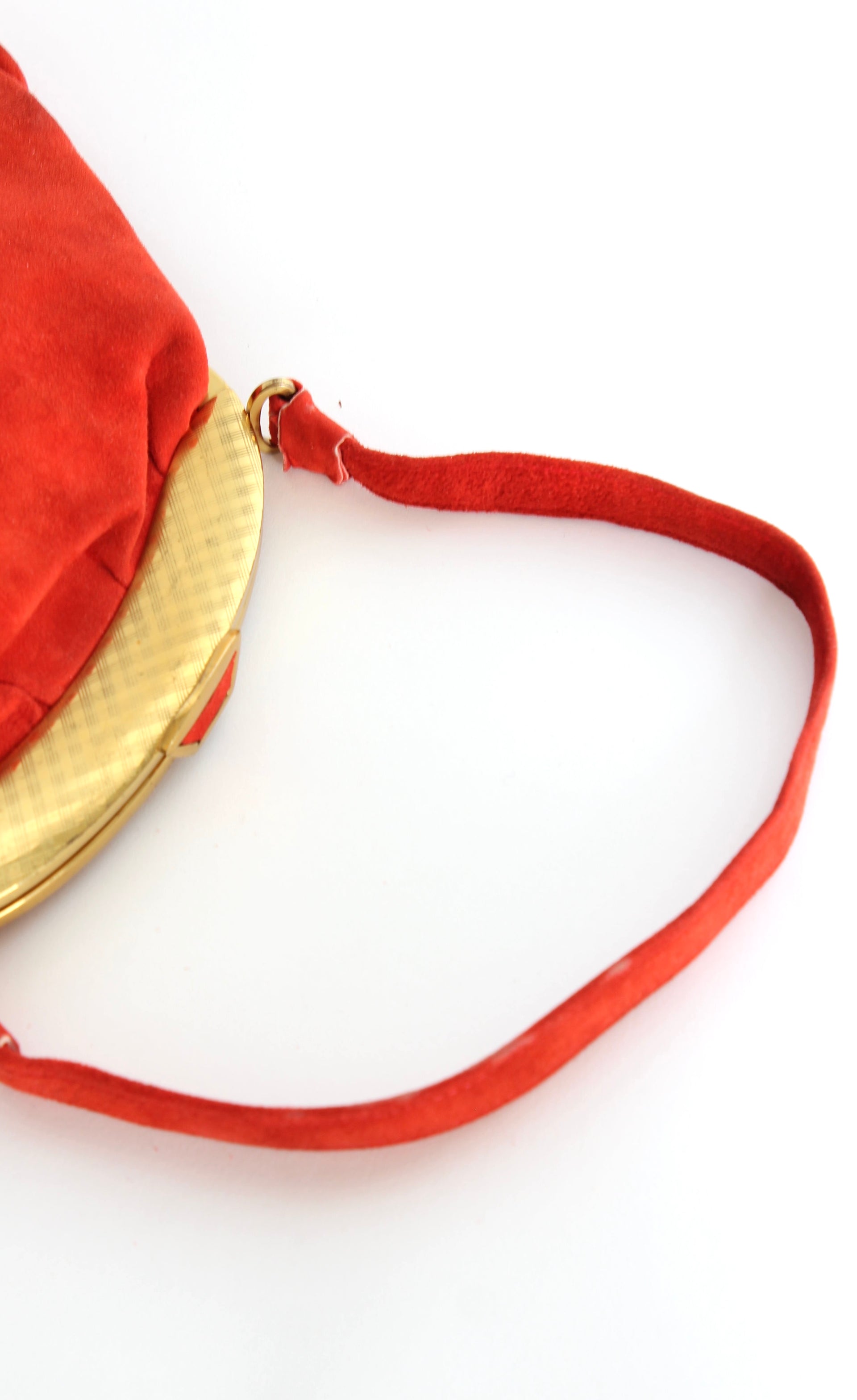 1940s Bright Red Suede Leather Purse
