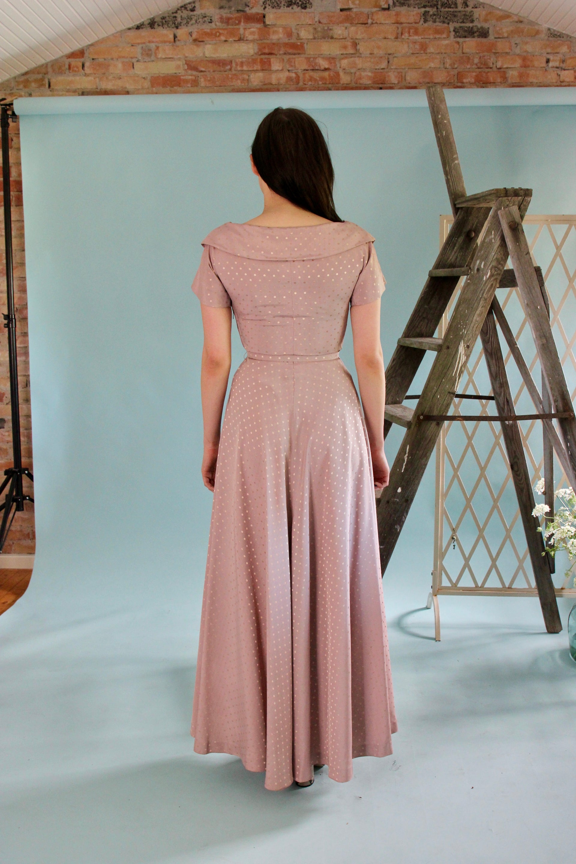 1940s Pale Pink Evening Gown//Size XS