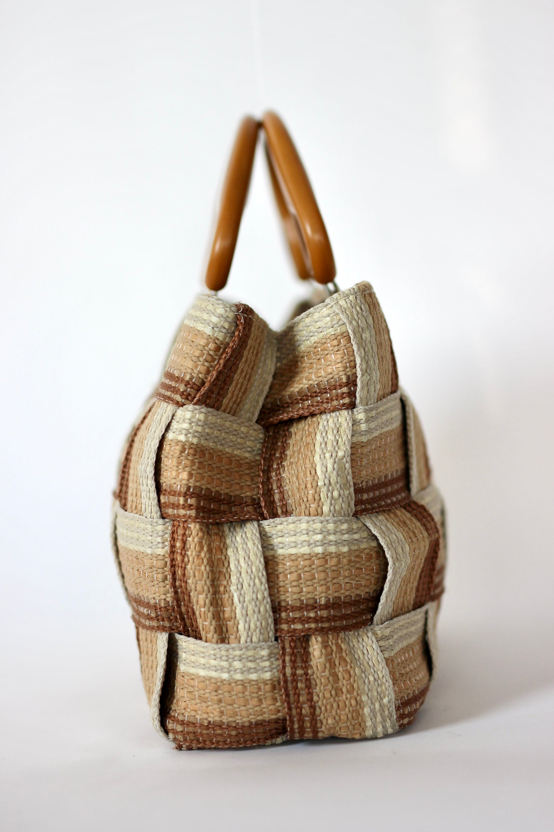 1960s Vintage Italien Bag in Striped Grosgrain