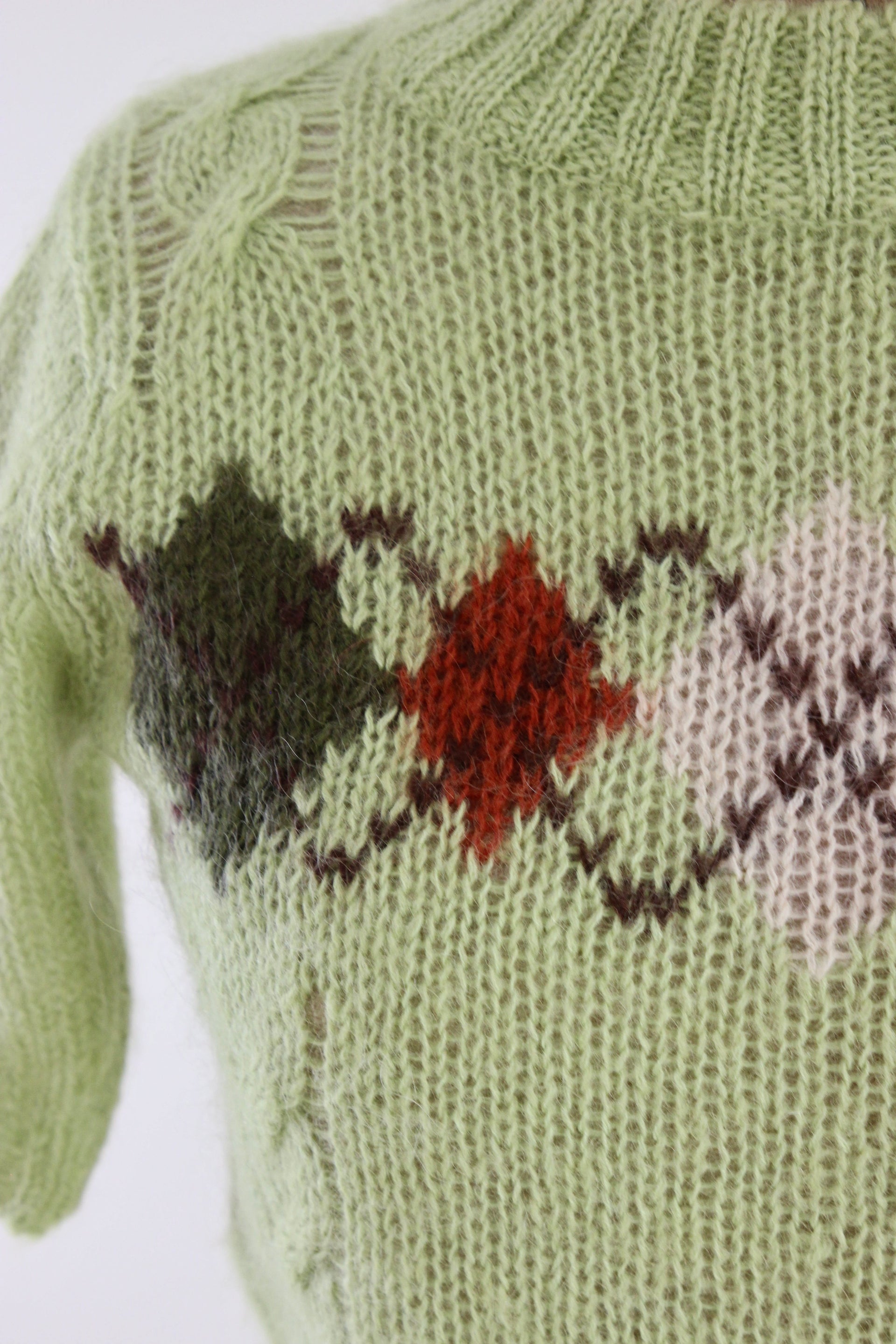 Y2K Vintage Bright Green Wool Knit Top // Japanese Design // Size S/M