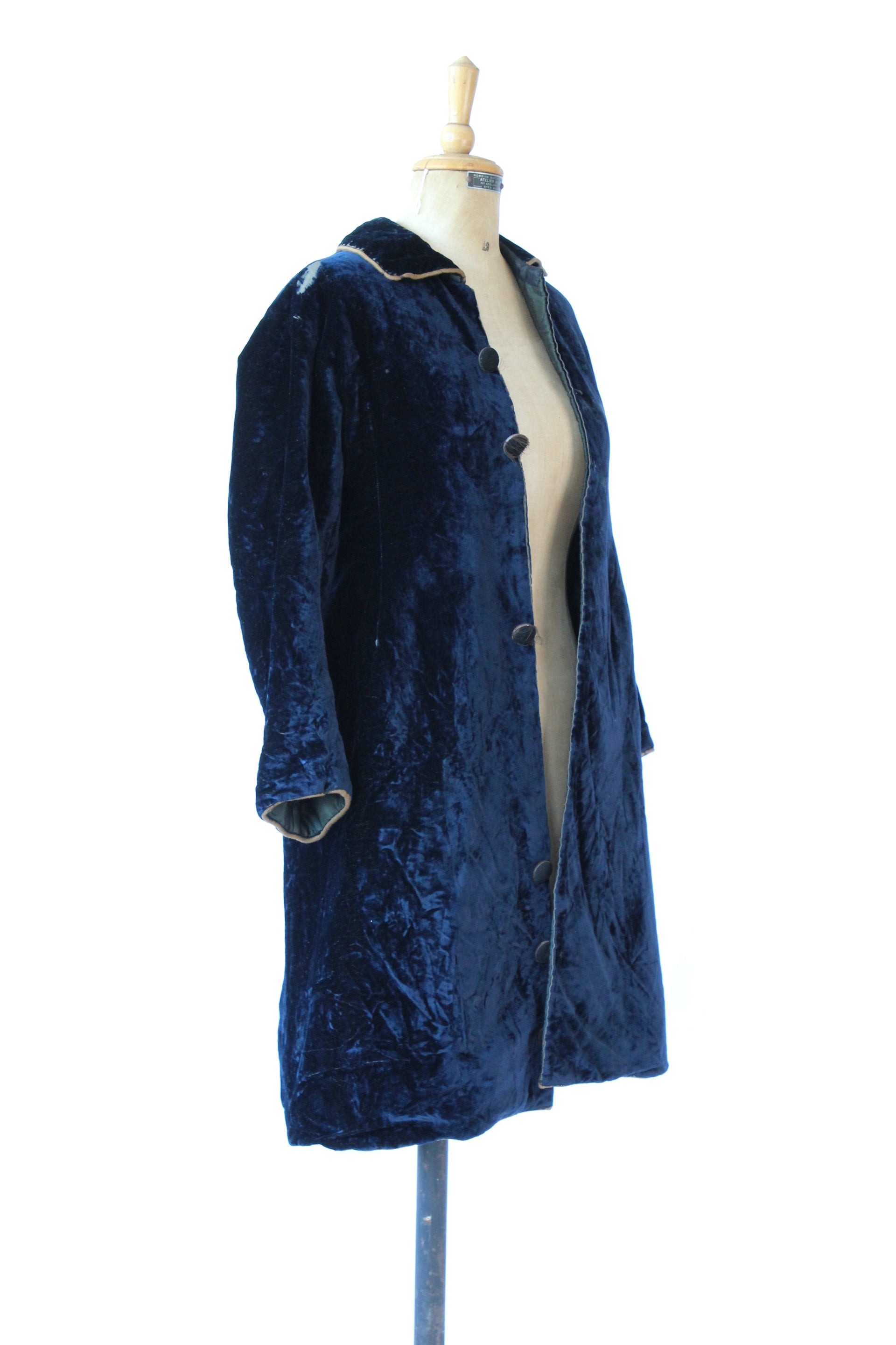 Antique Blue Velvet Coat // Size XS/S
