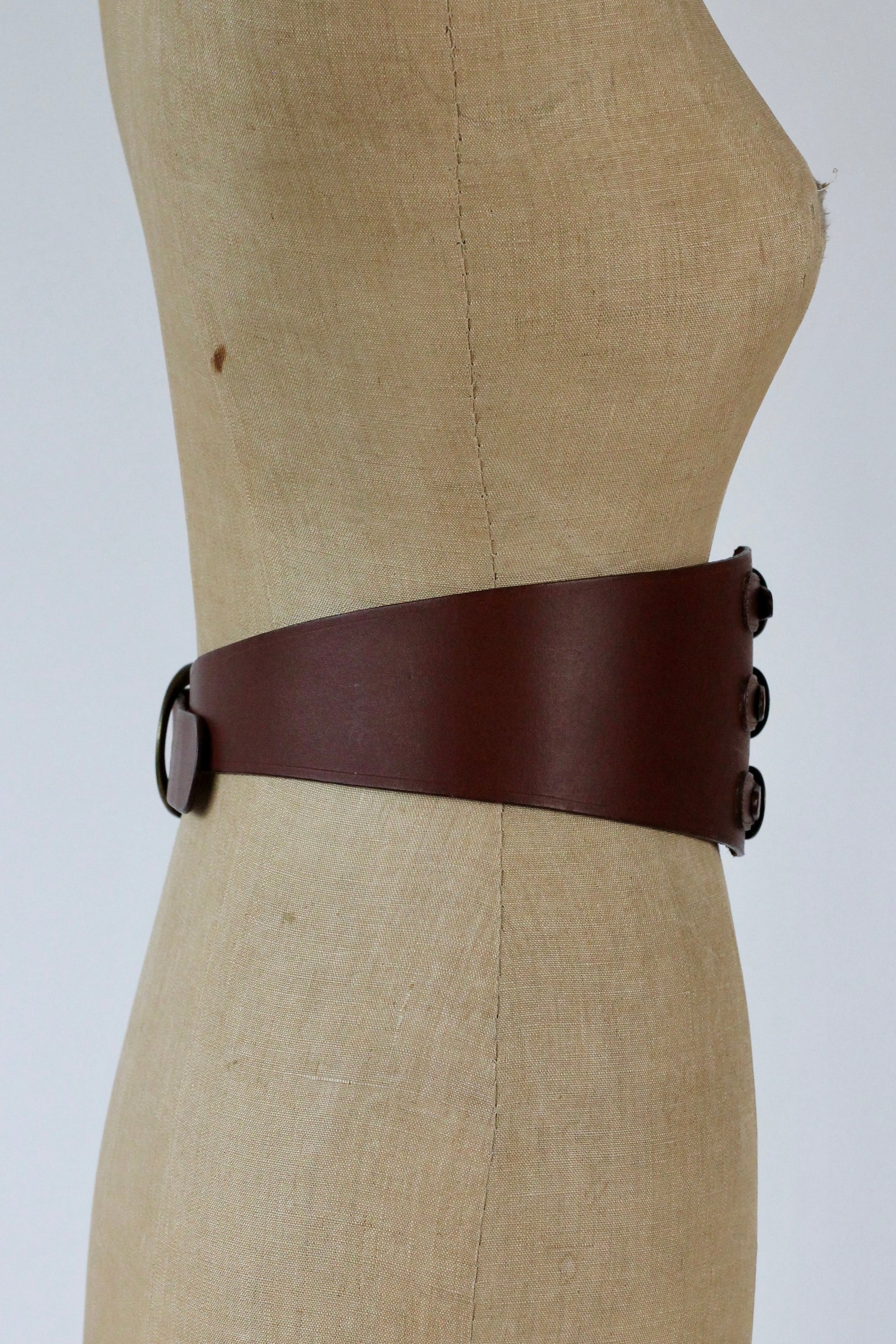 Y2K Vintage Wide Brown Leather Belt//Danish Design// Size S/M