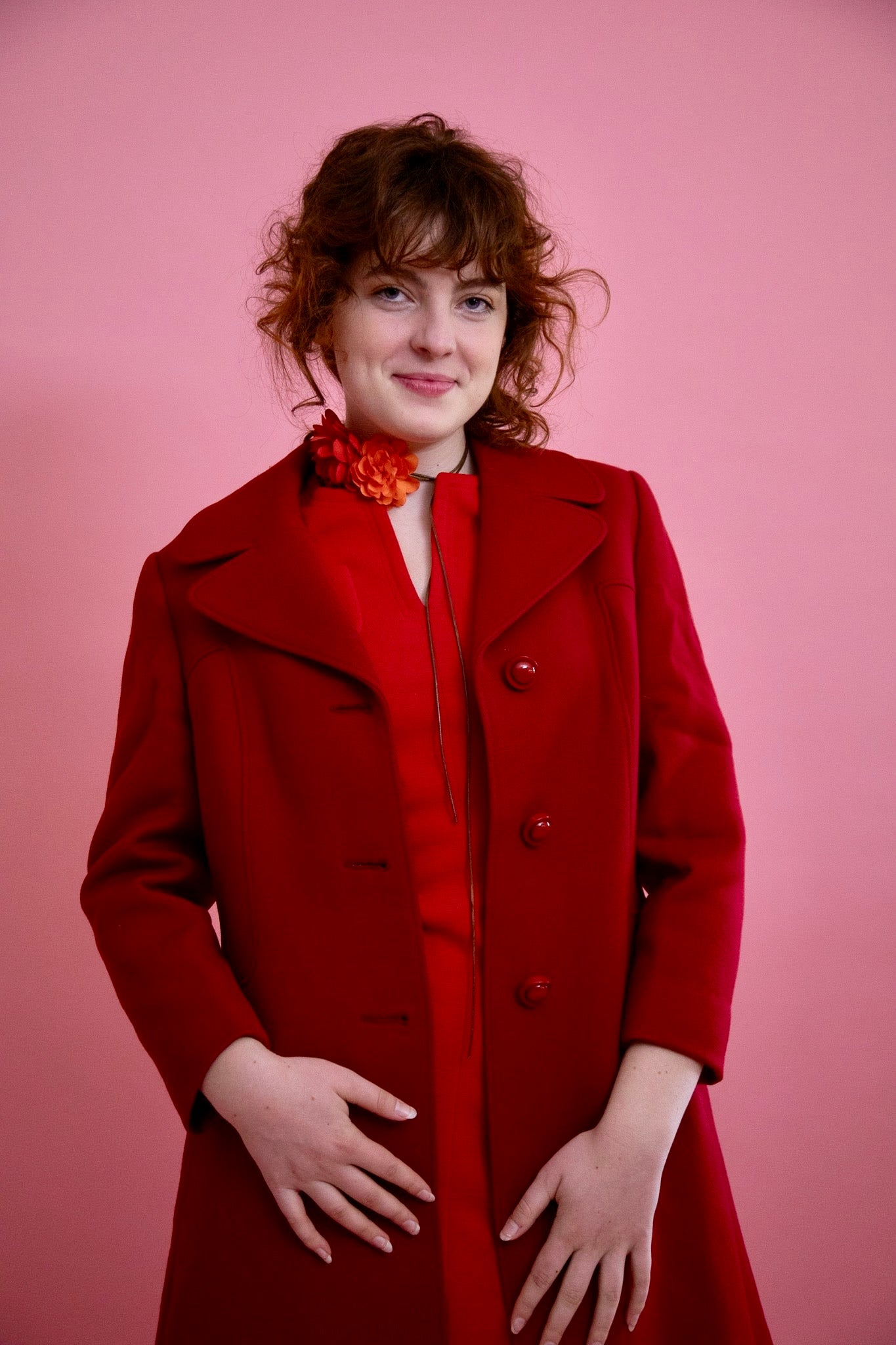 1970s Vintage Dark Red Mod Wool Coat // Size M/L