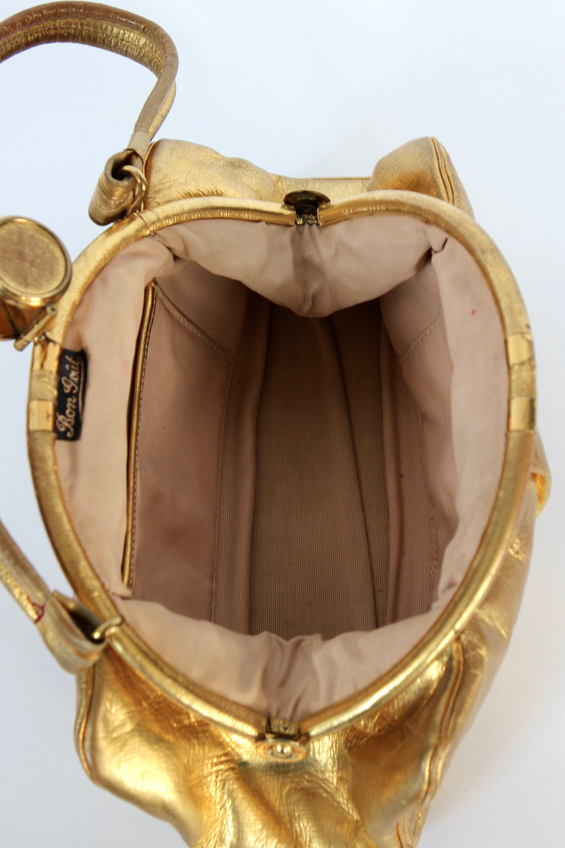 1950s 1960s Vintage Golden Leather Top handle Bag/Purse