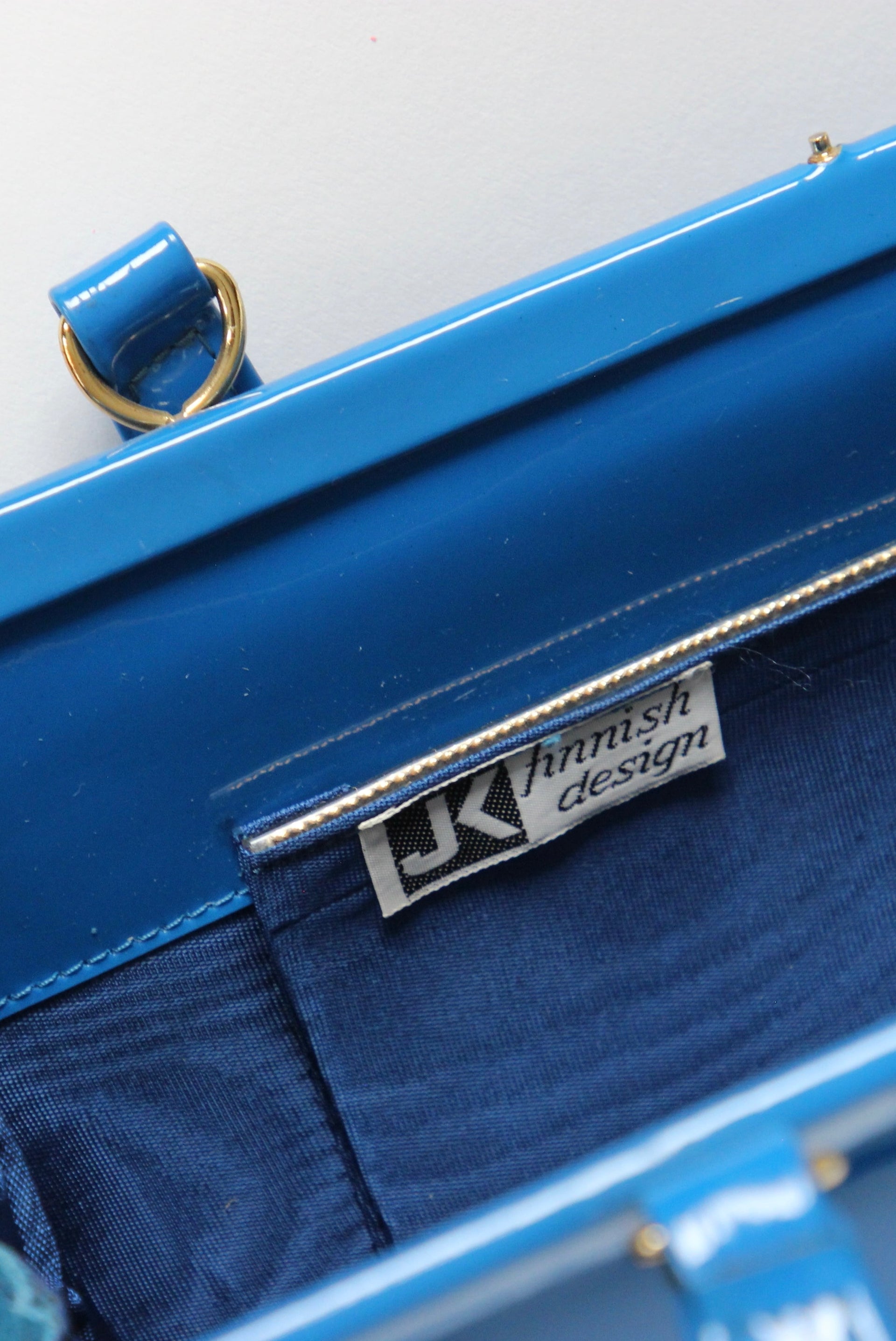1960s 1970s Vintage Blue Suede and Patent Vinyl Purse Top Handle Bag/Purse