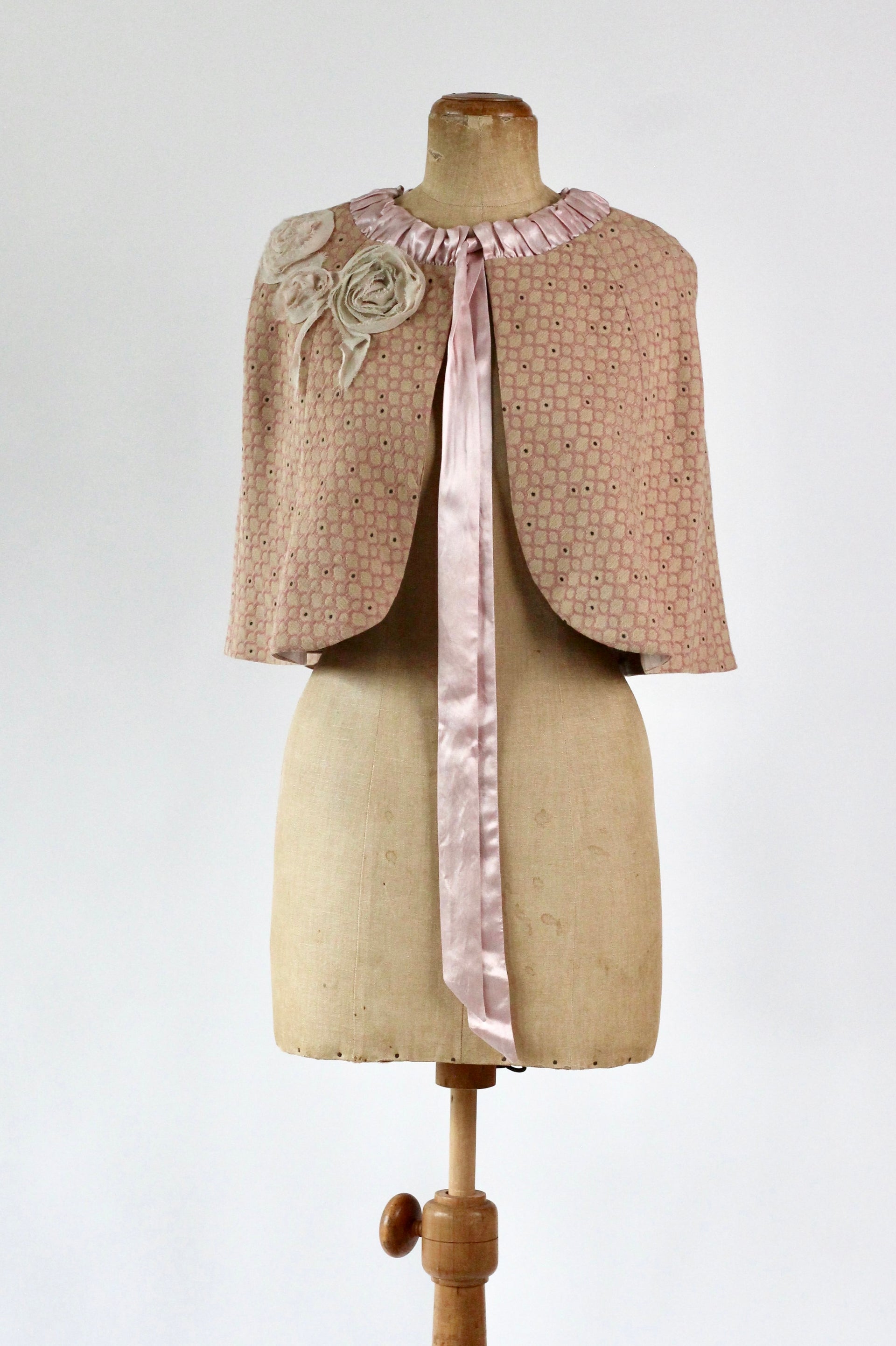 Y2K Vintage Cape with Fabric Flowers 3D//Danish Design