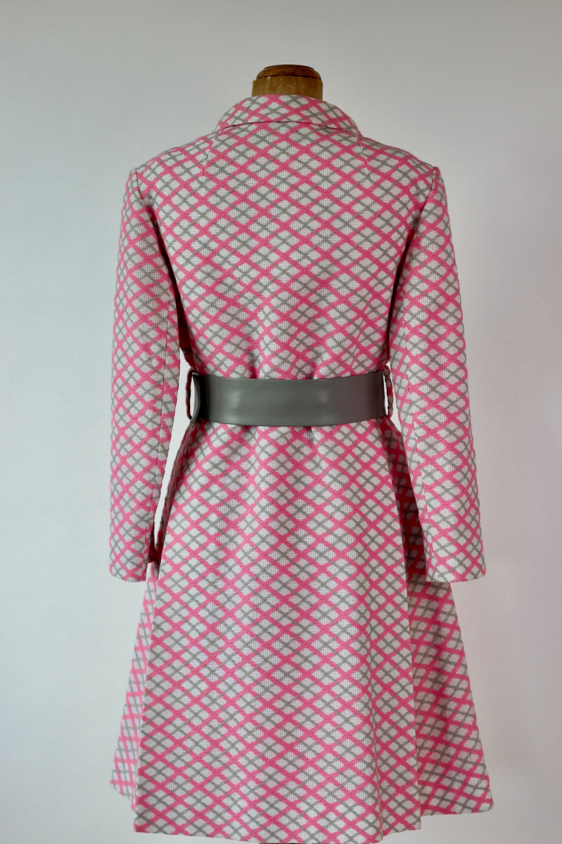 1960s Designer Mod Coat in Harlequin Pattern // Size L