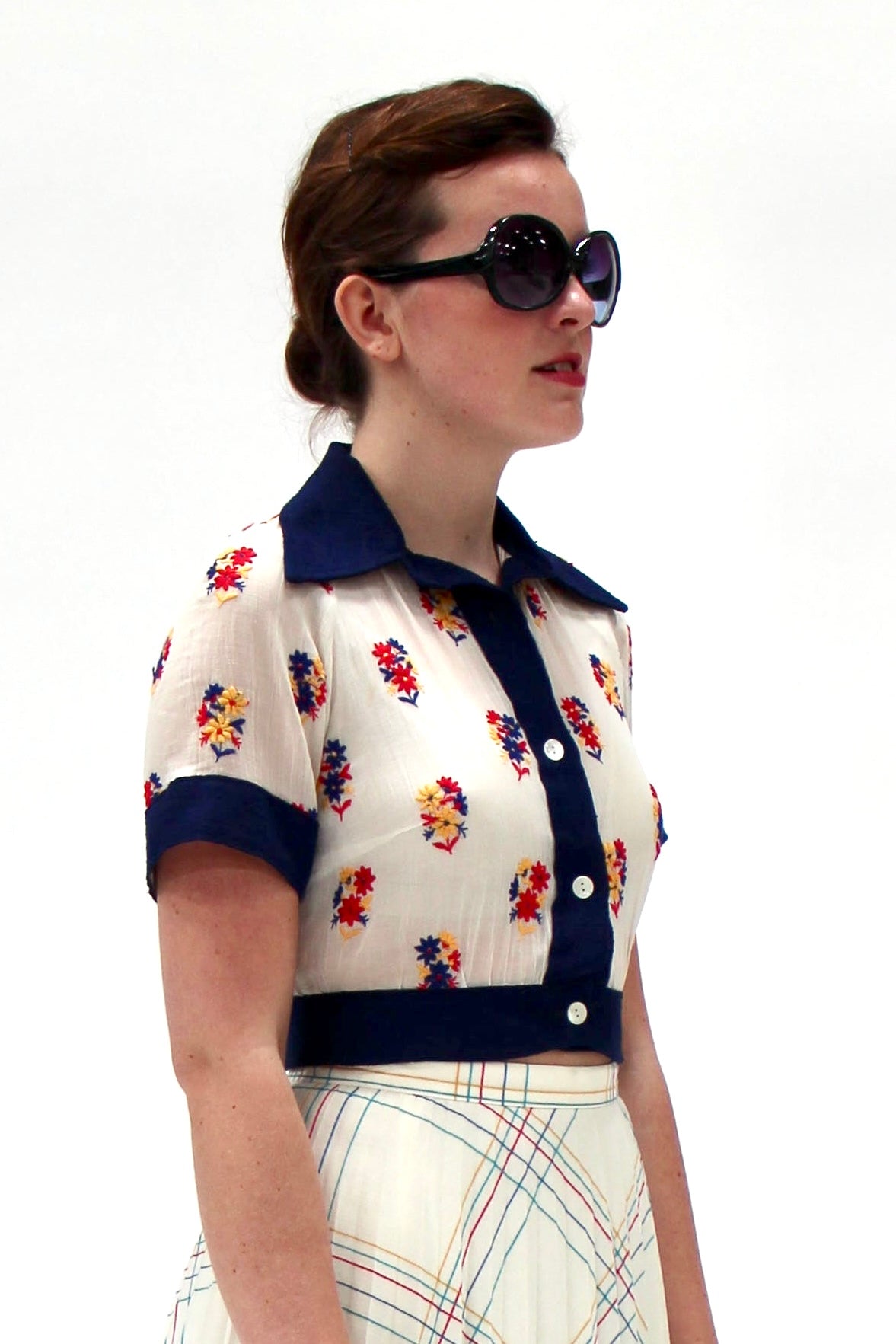 1930s Vintage Cotton Shirt //Size XS/S