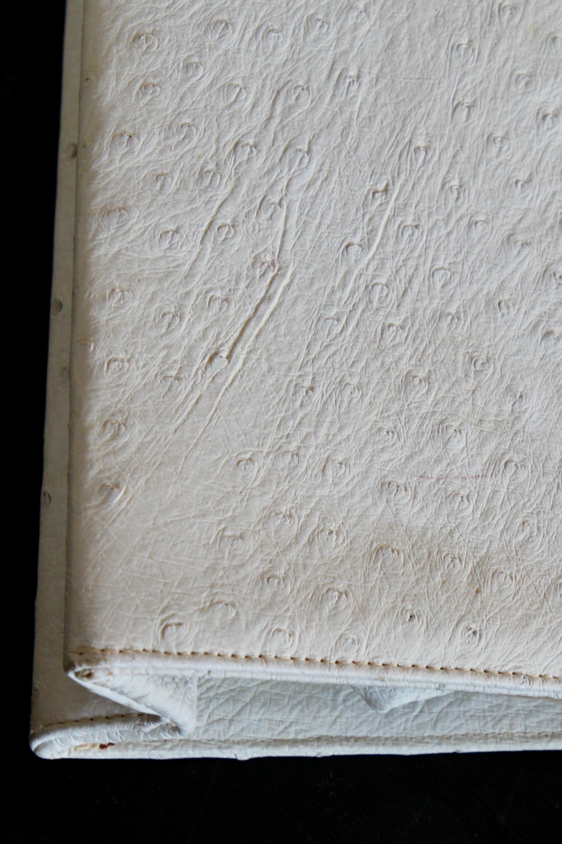 1960s Vintage White Ostrich Leather Top Handle Bag/Purse